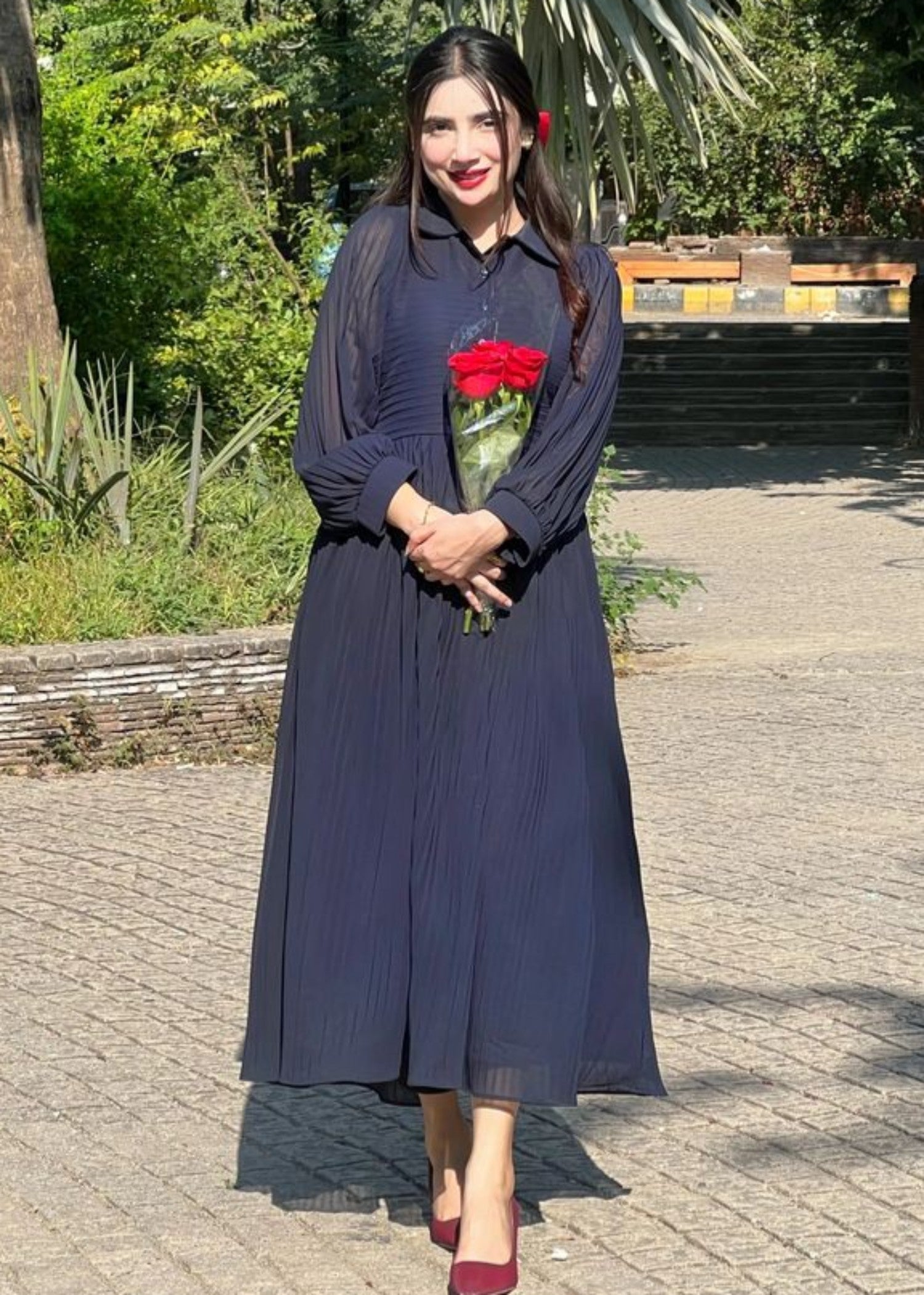 chiffon Frock in Midnight blue