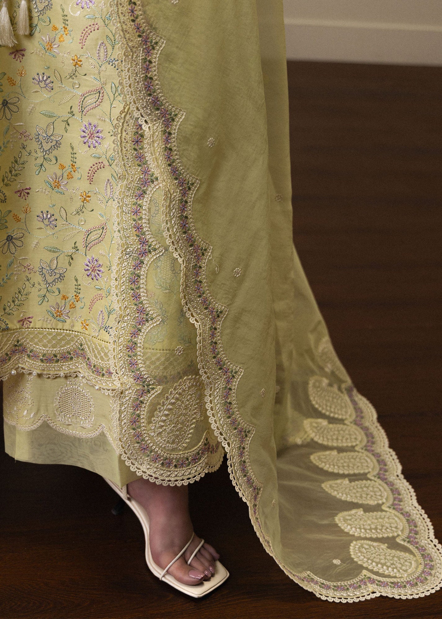 lawn Unstitched in Light yellow