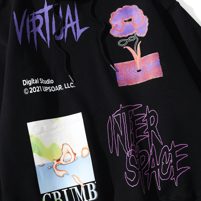 Printed Pullover Hooded Sweatshirt Pullover