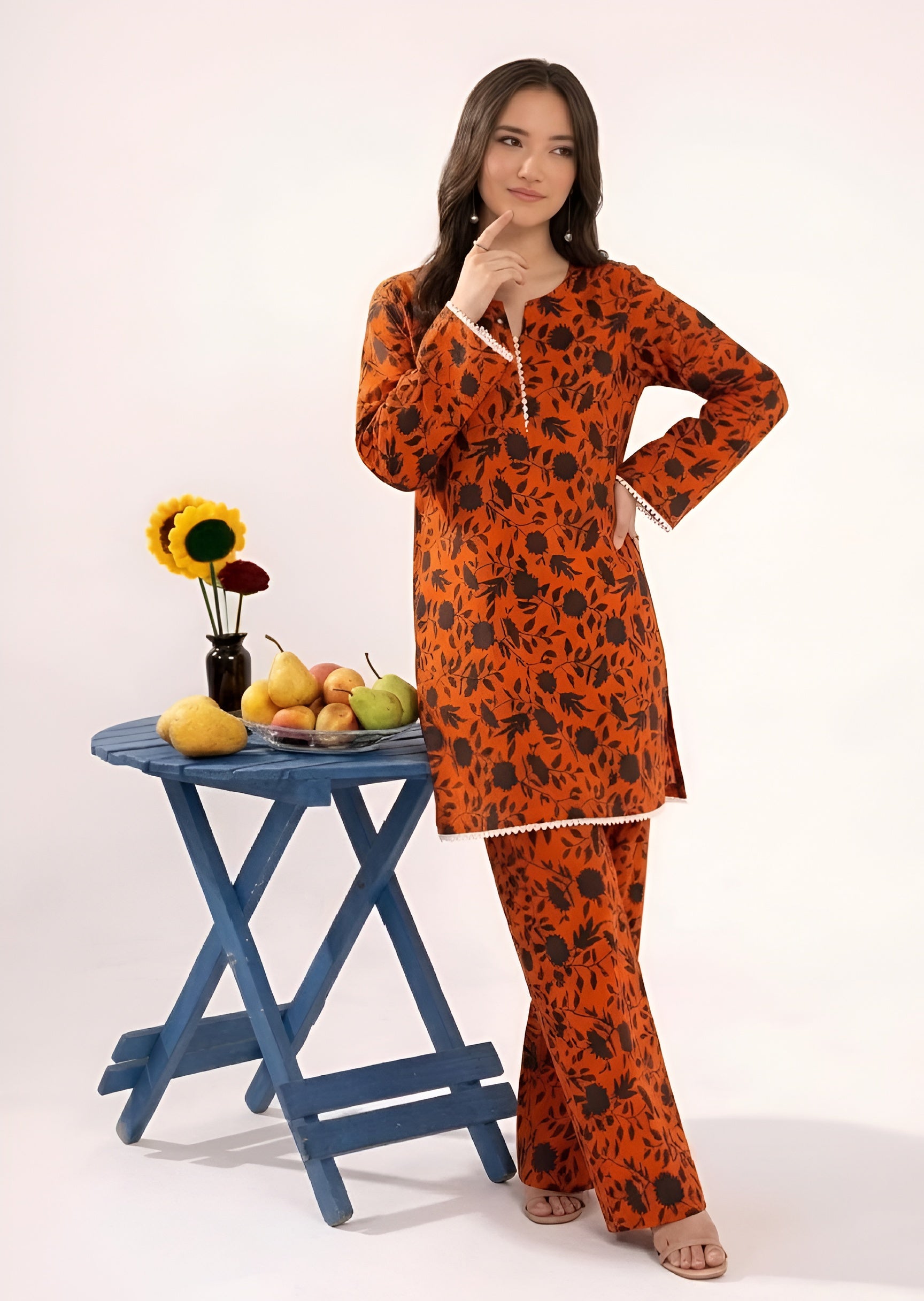 linen Co Ord Sets in Coral red