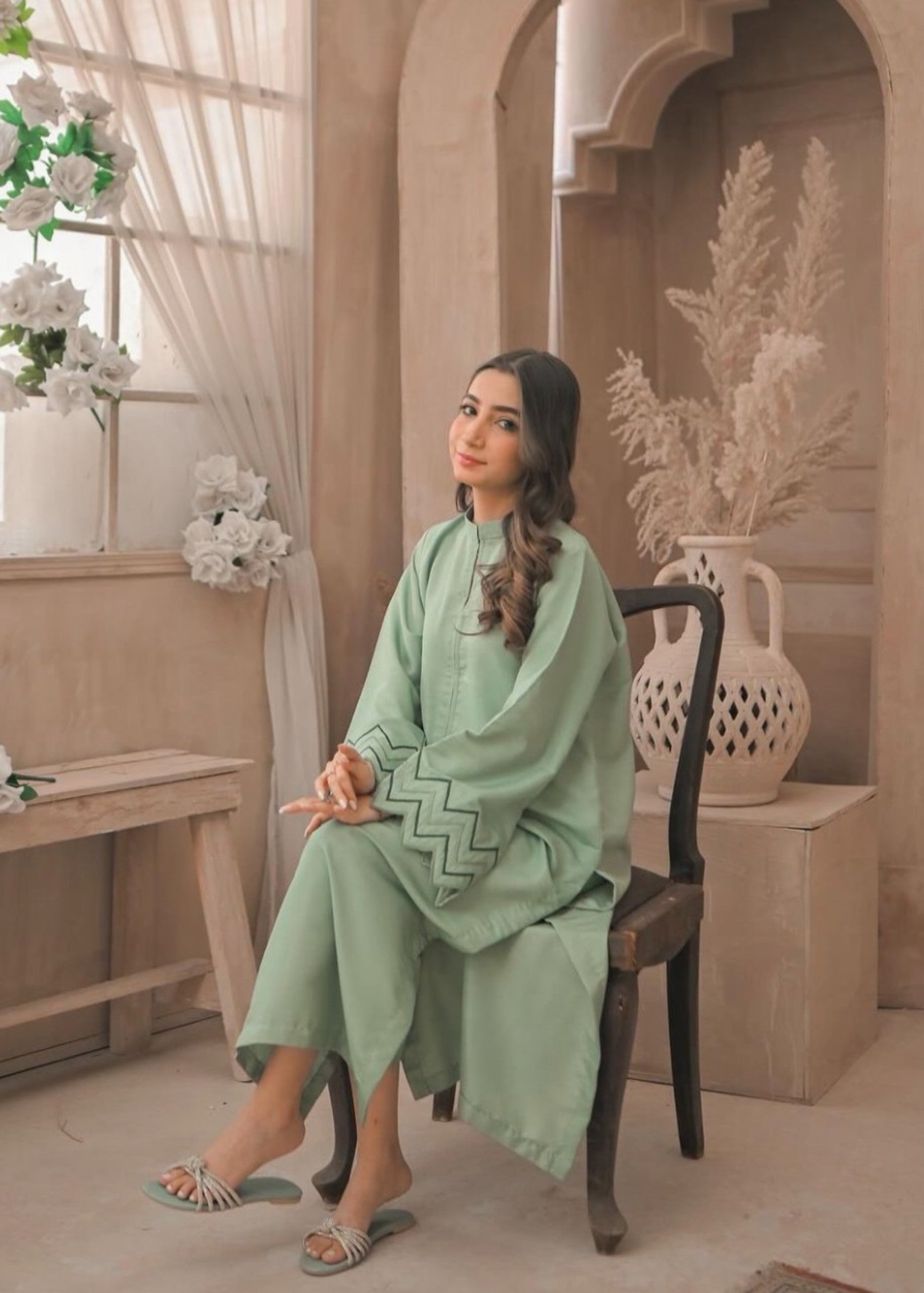 indian raw silk Co Ord Sets in Apple green