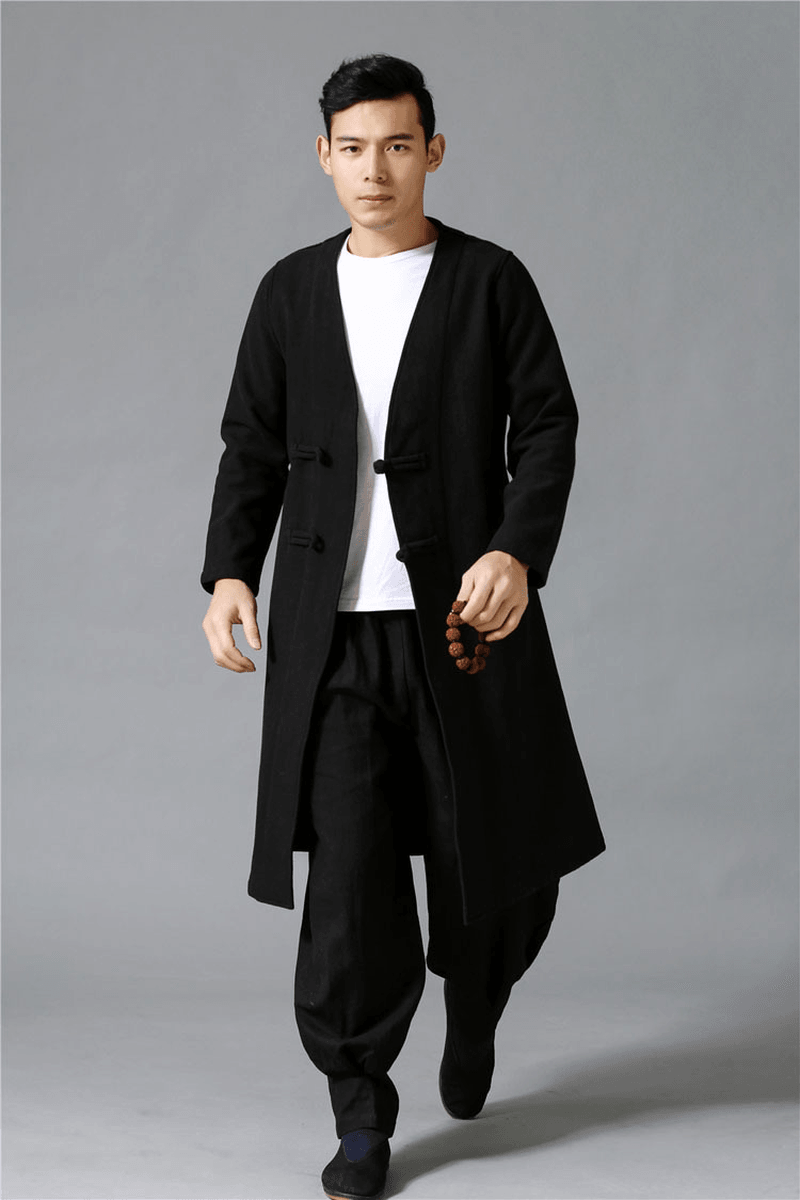 Large Size Men'S Jacket with Chinese Disc Button