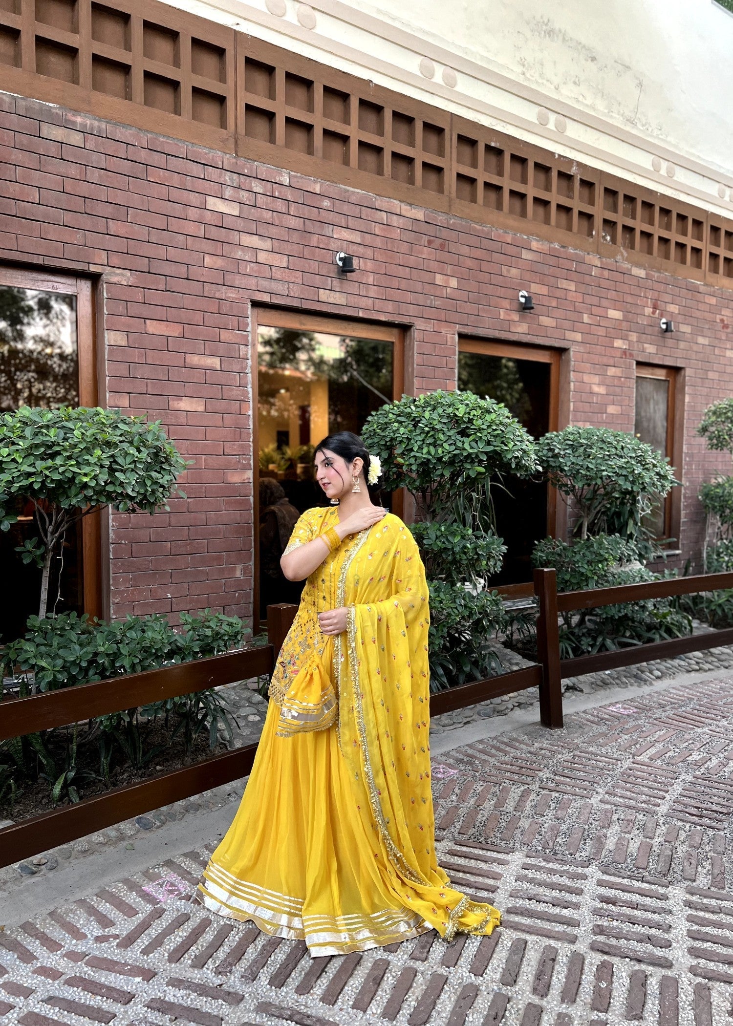chiffon Lehenga in Yellow