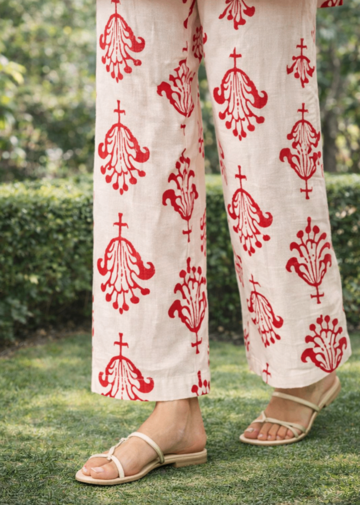 linen Co Ord Sets in White, red