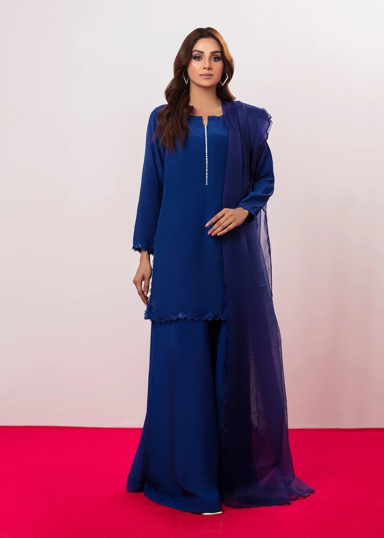 pk raw silk Kurta Set in Navy blue