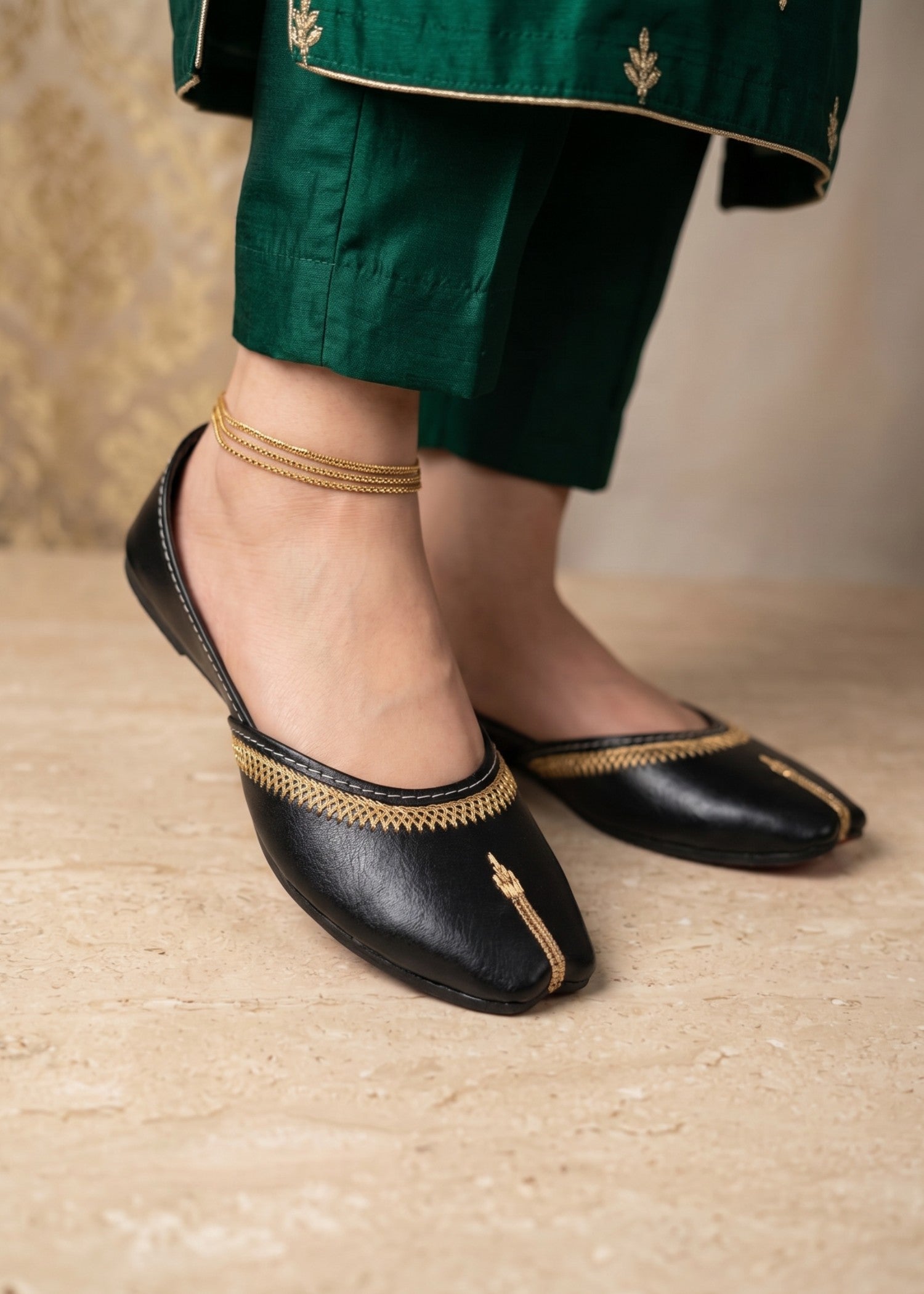 Khussa in Black by - High Quality Women Khussa DLY3170