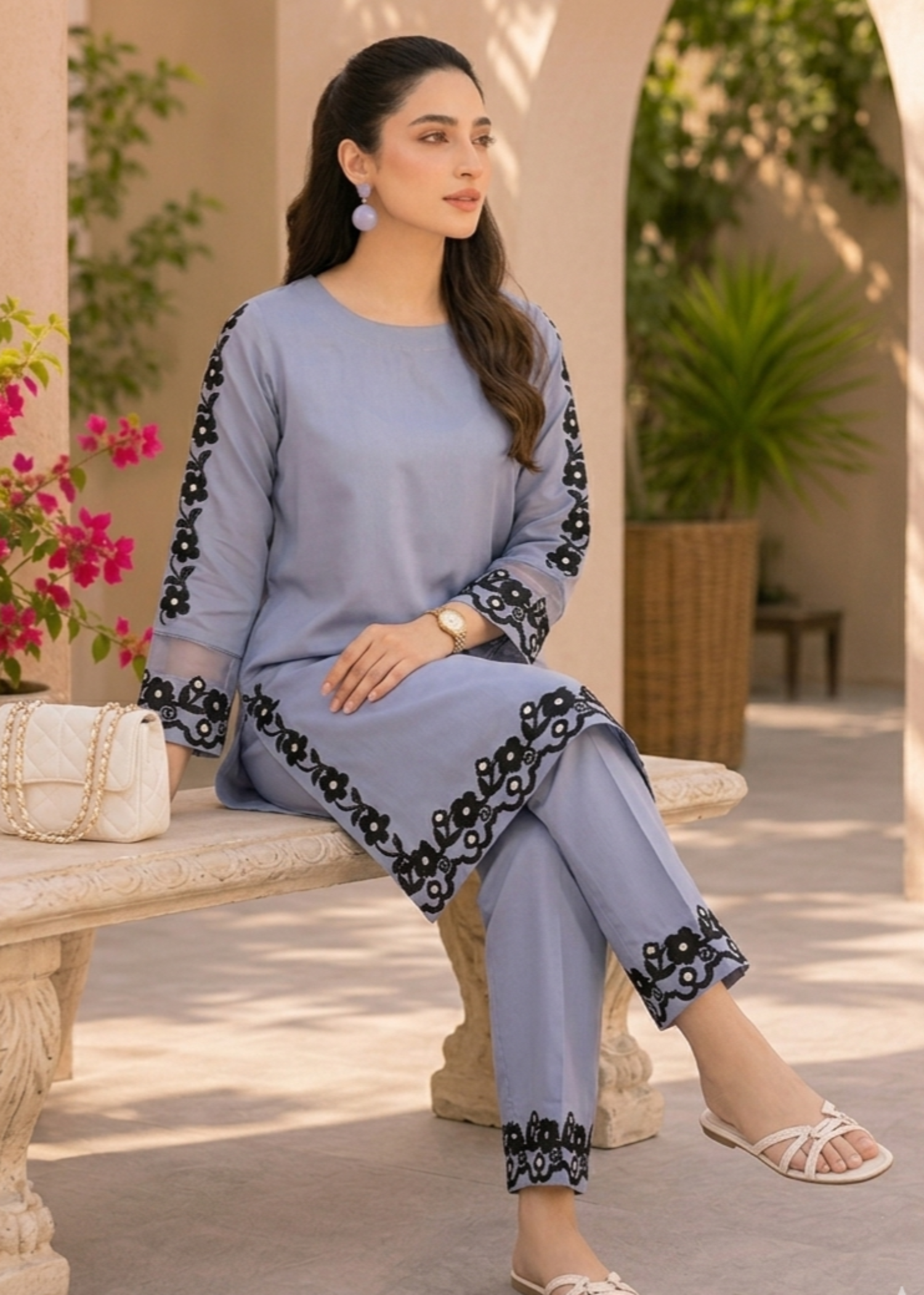cotton Co Ord Sets in Lavender grey