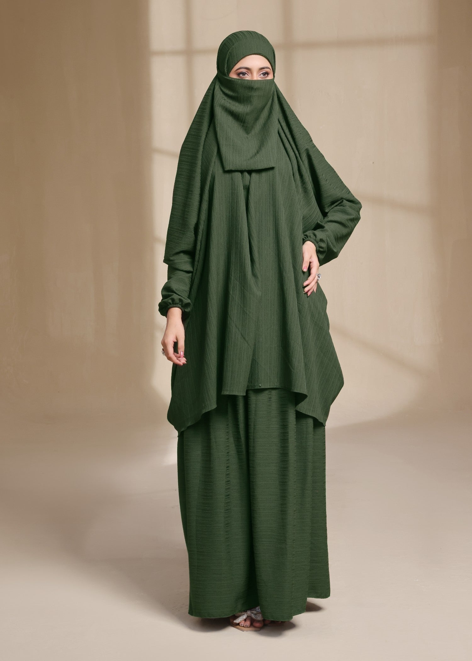 georgette Jilbab in Olive green