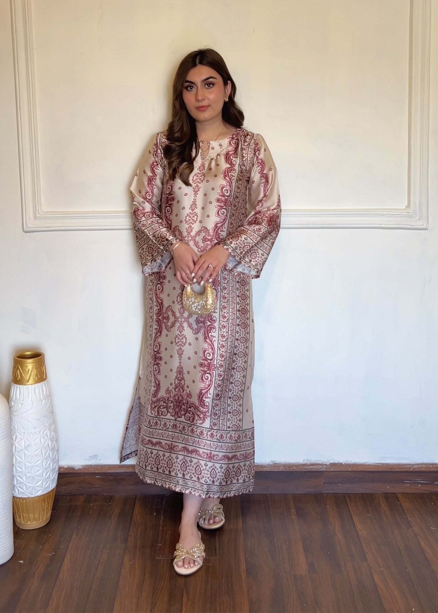 silk Kurti in Beige