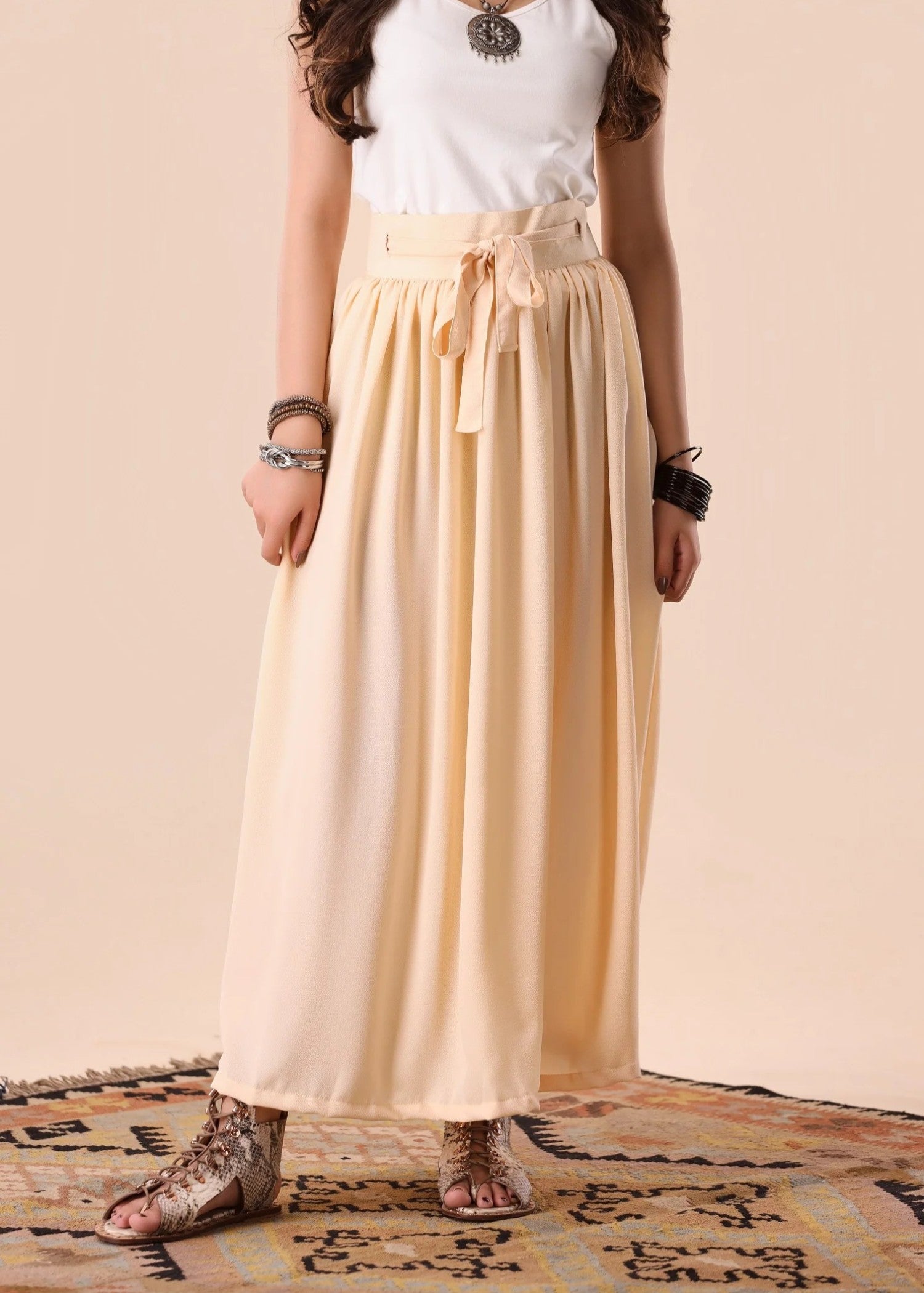 polyester Skirt in Beige