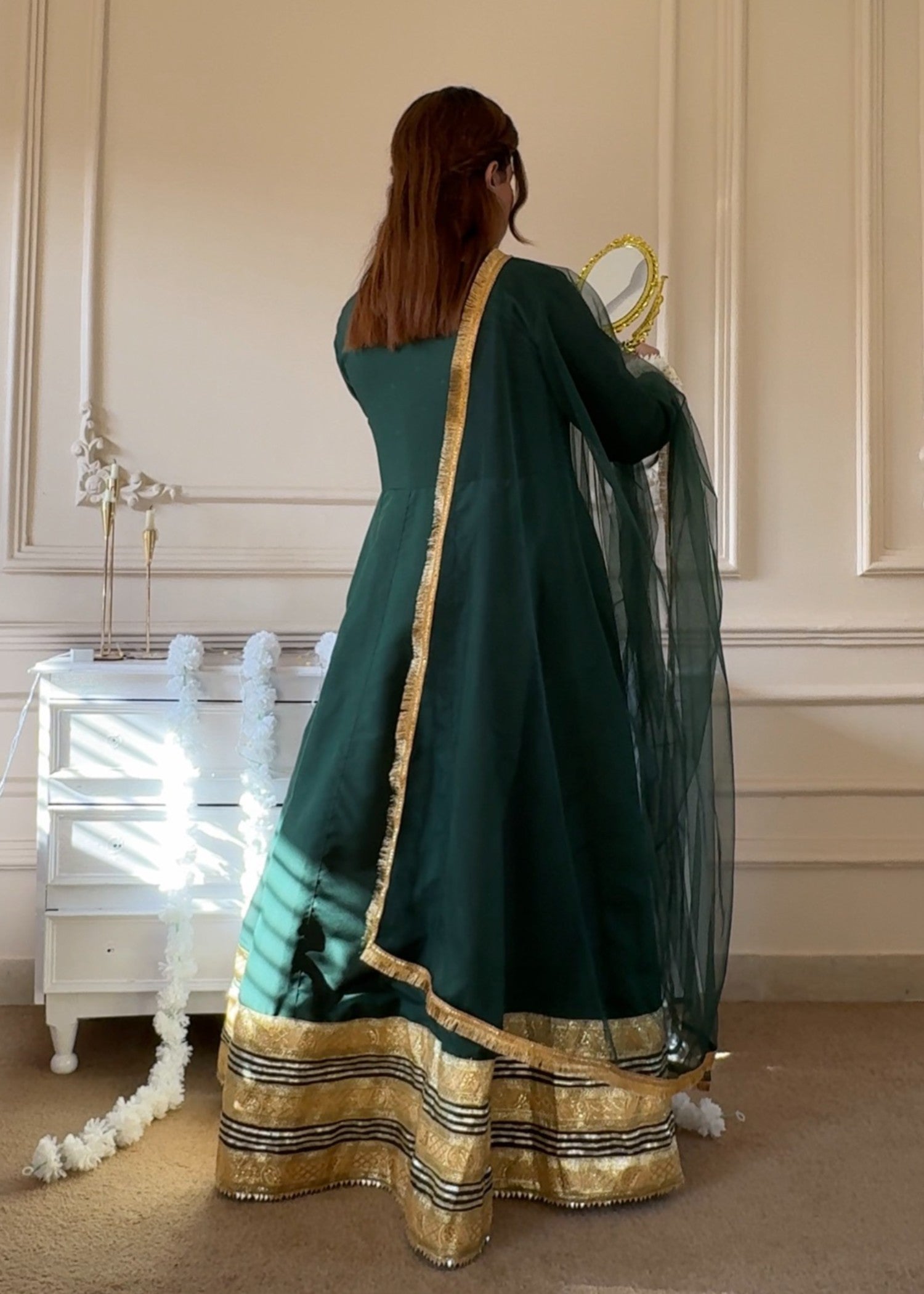 kattan silk Maxi in Bottle green