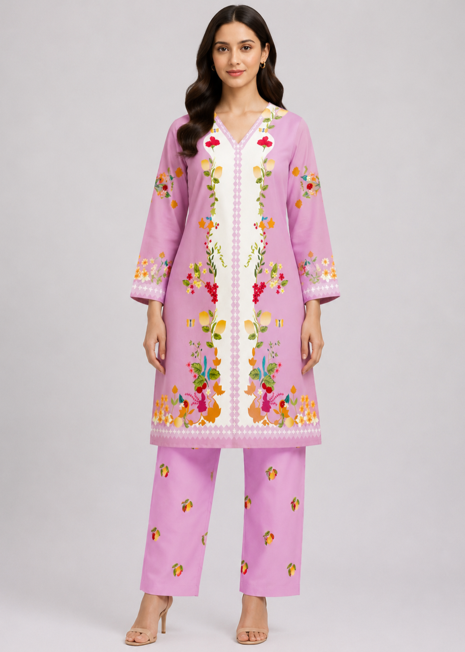 poly lawn Co Ord Sets in Lilac