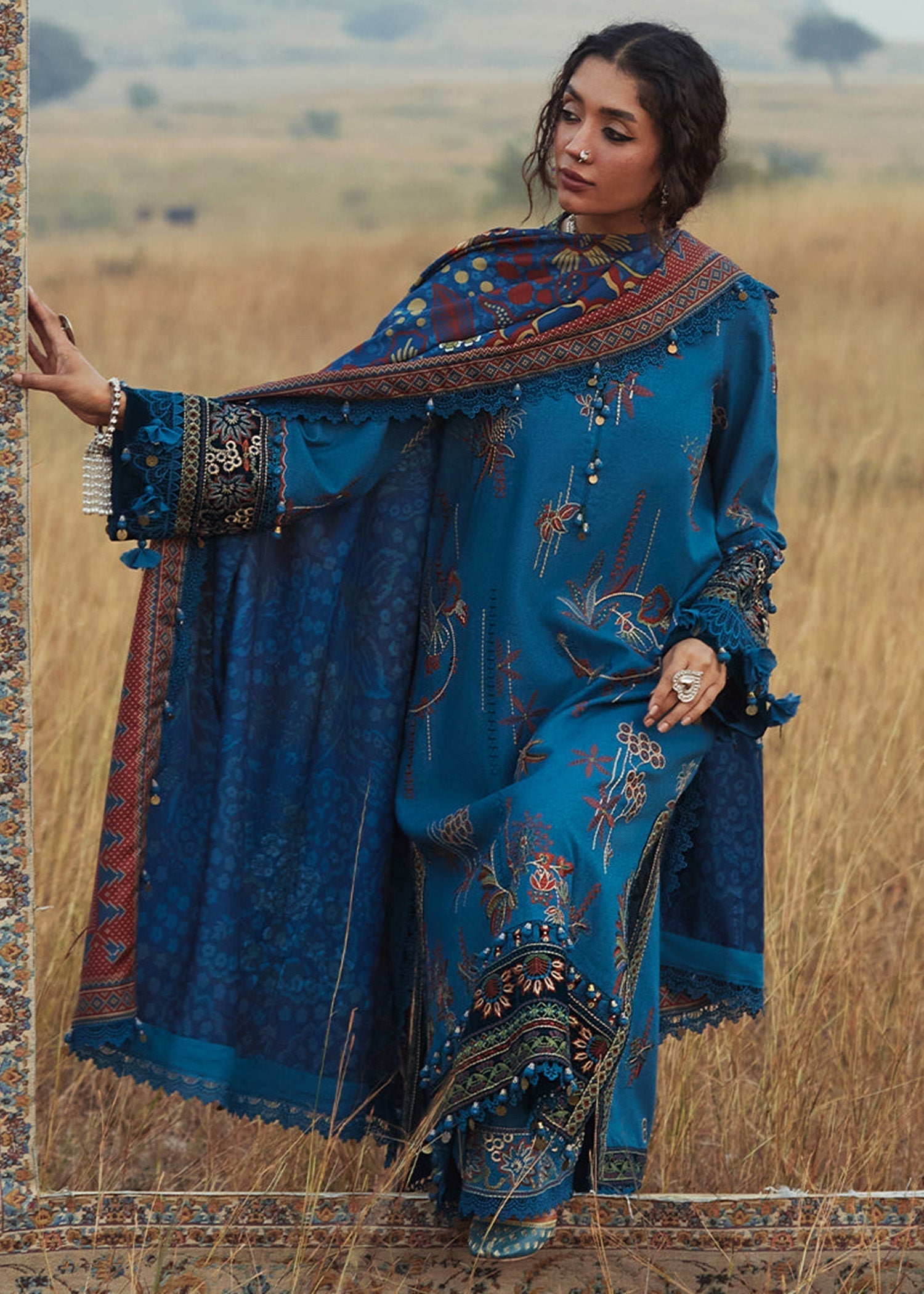karandi Unstitched in Blue