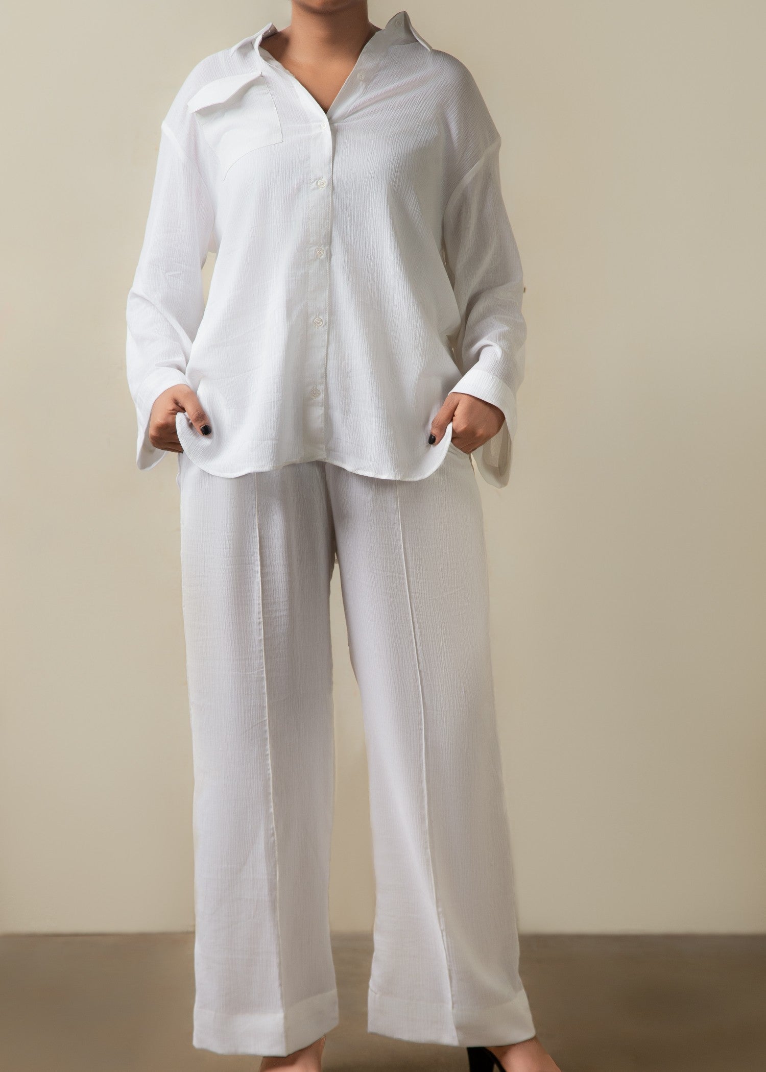 cotton linen Co Ord Sets in White