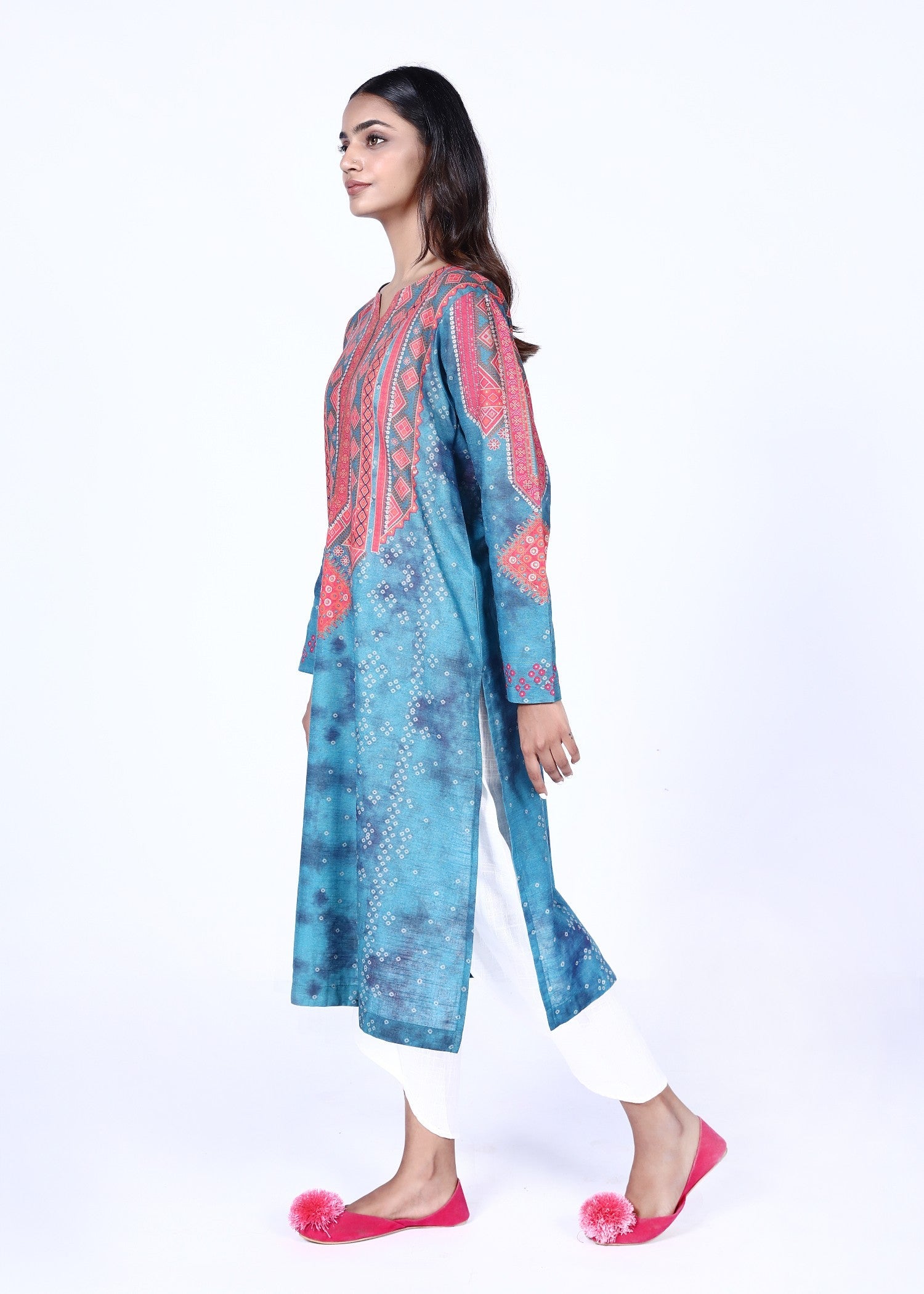 khaddar Kurti in Blue lagoon