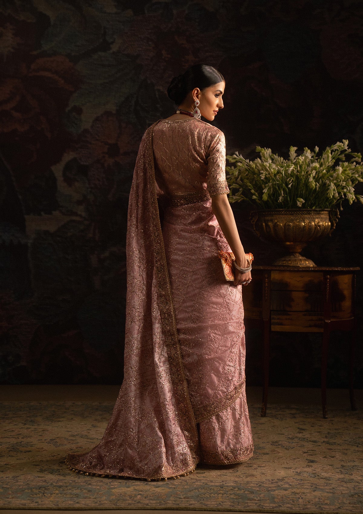 jamawar Unstitched in Pink