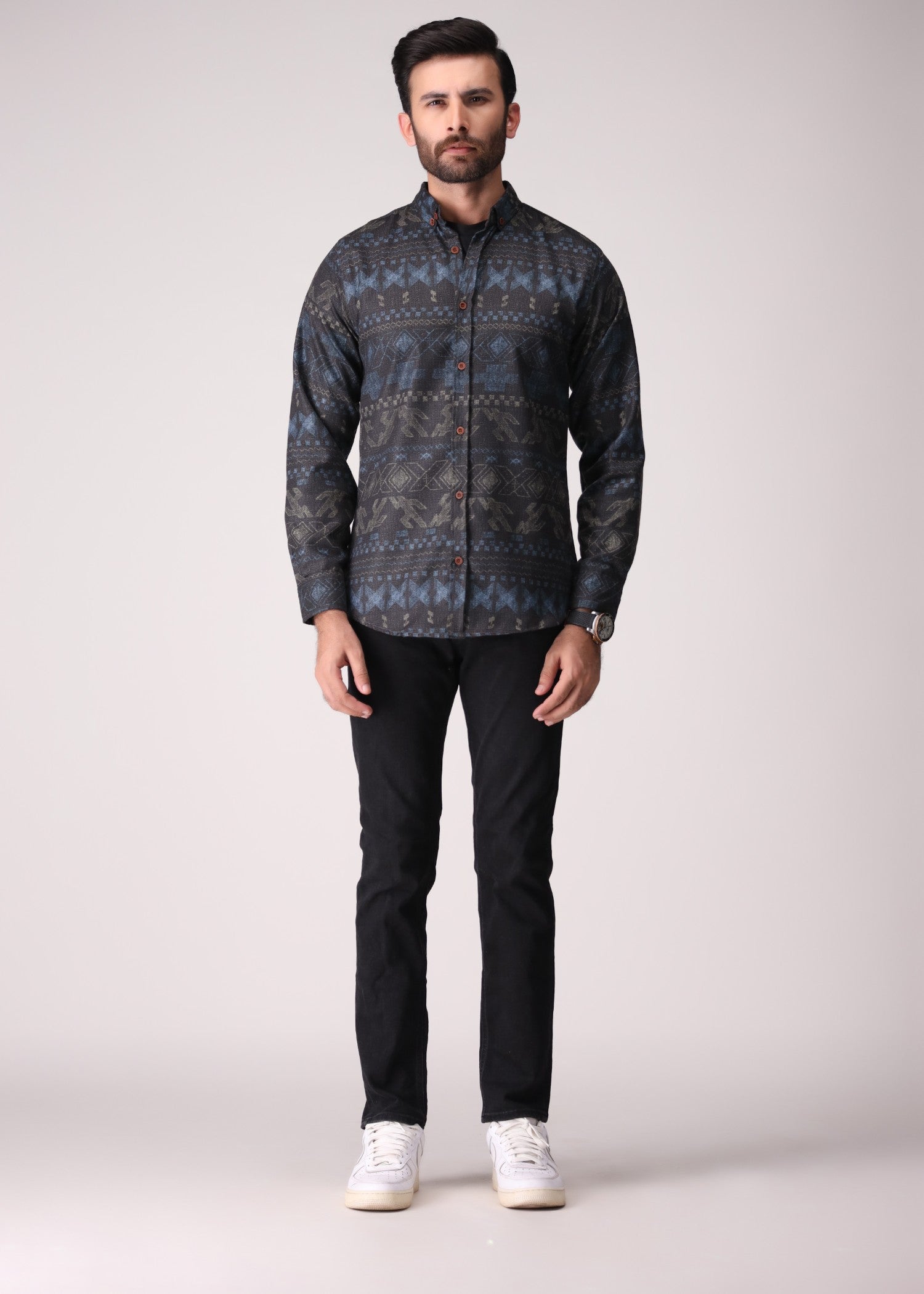 flannel Casual Shirt in Black