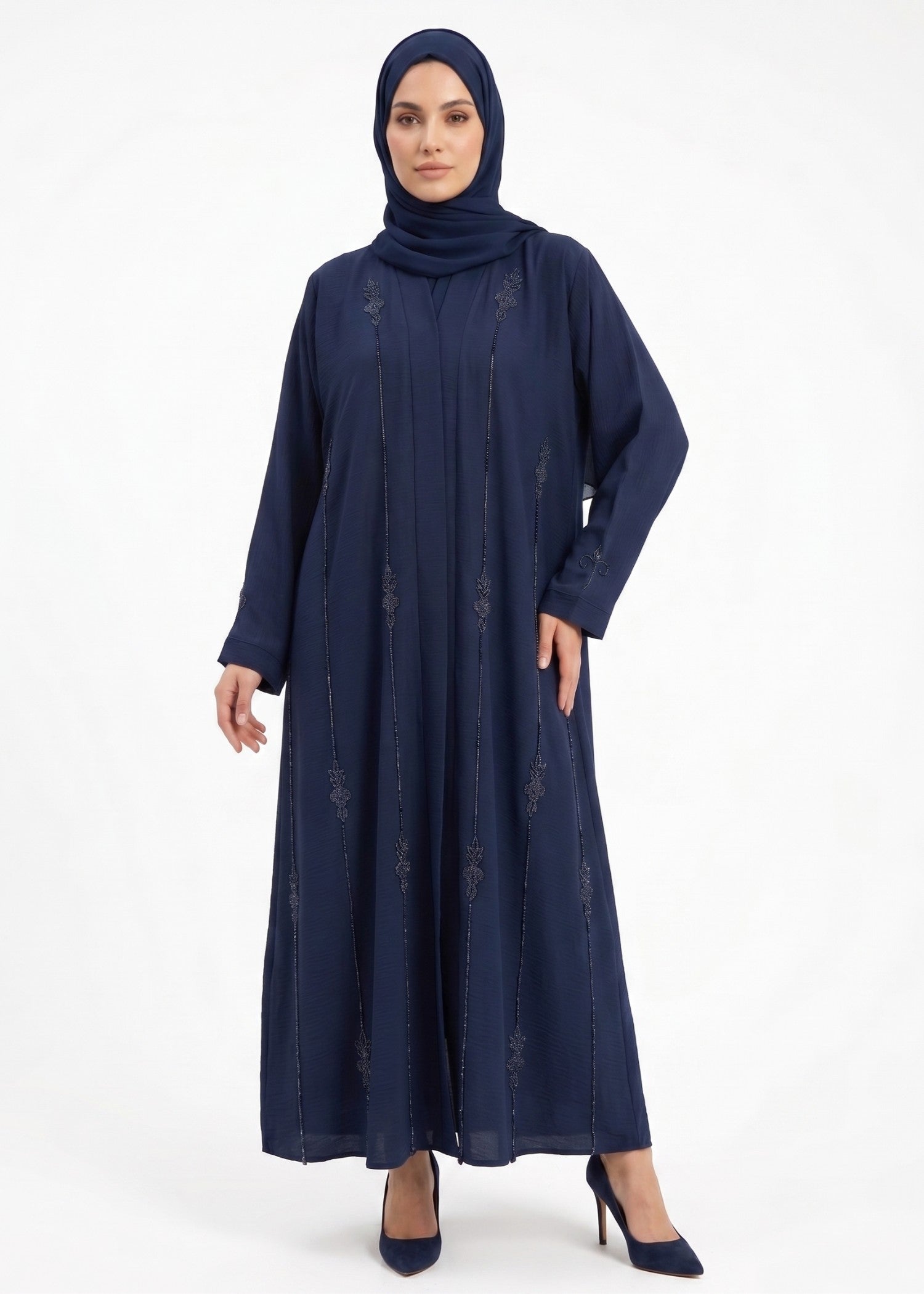 crinkle Abaya in Navy blue