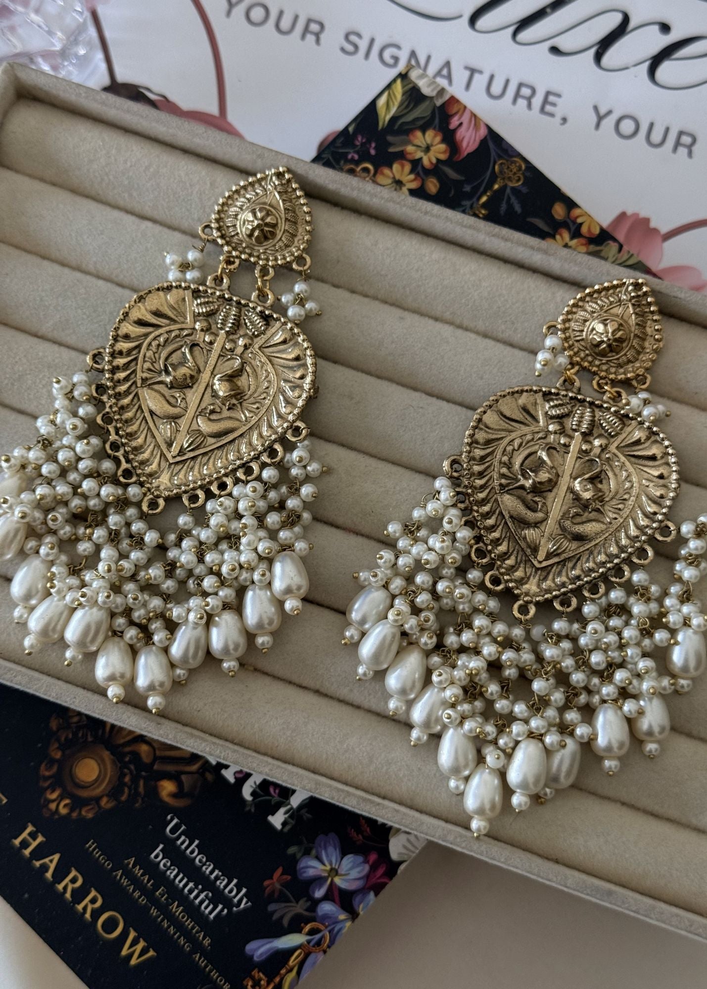 Earrings in Gold, pearl white Color by - Trendy Women Earrings WSR6220