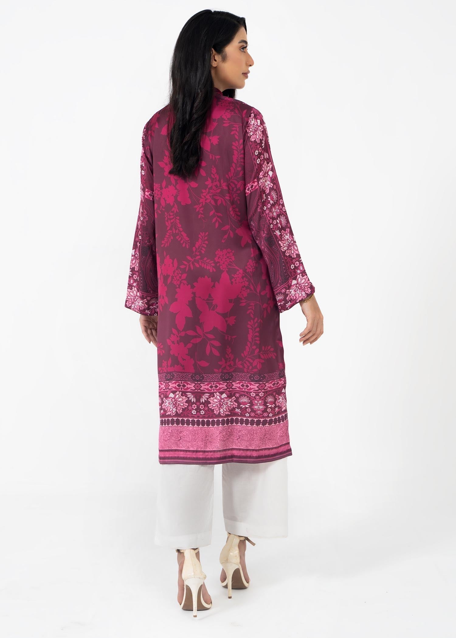 satin silk Kurti in Burgundy