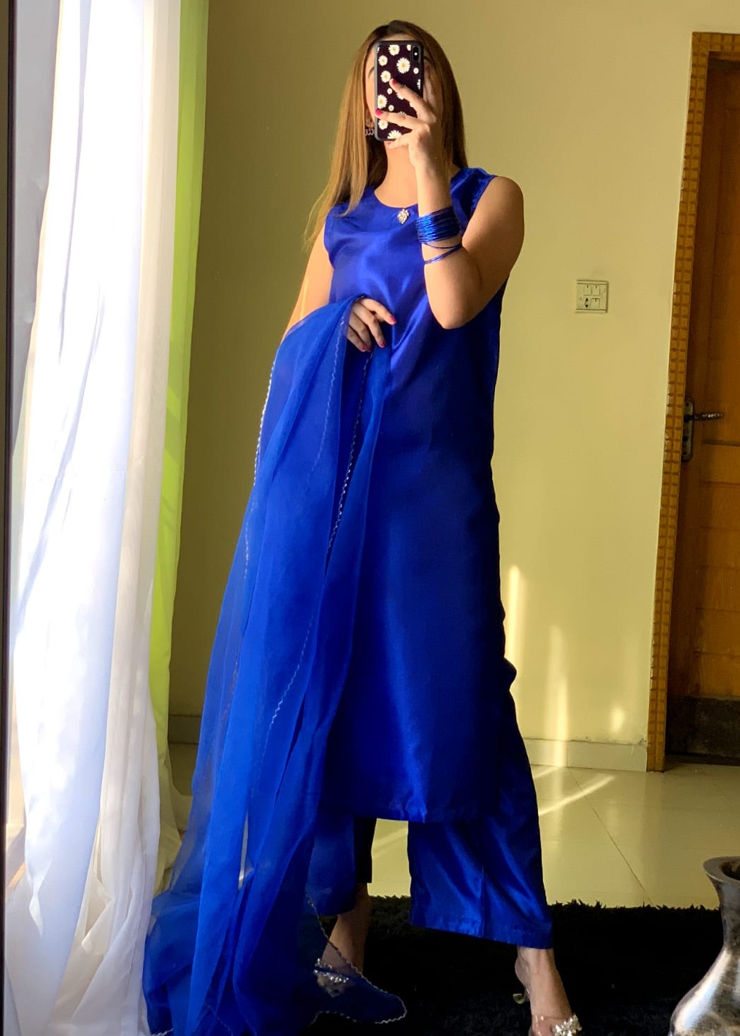 kattan silk Kurta Set in Blue