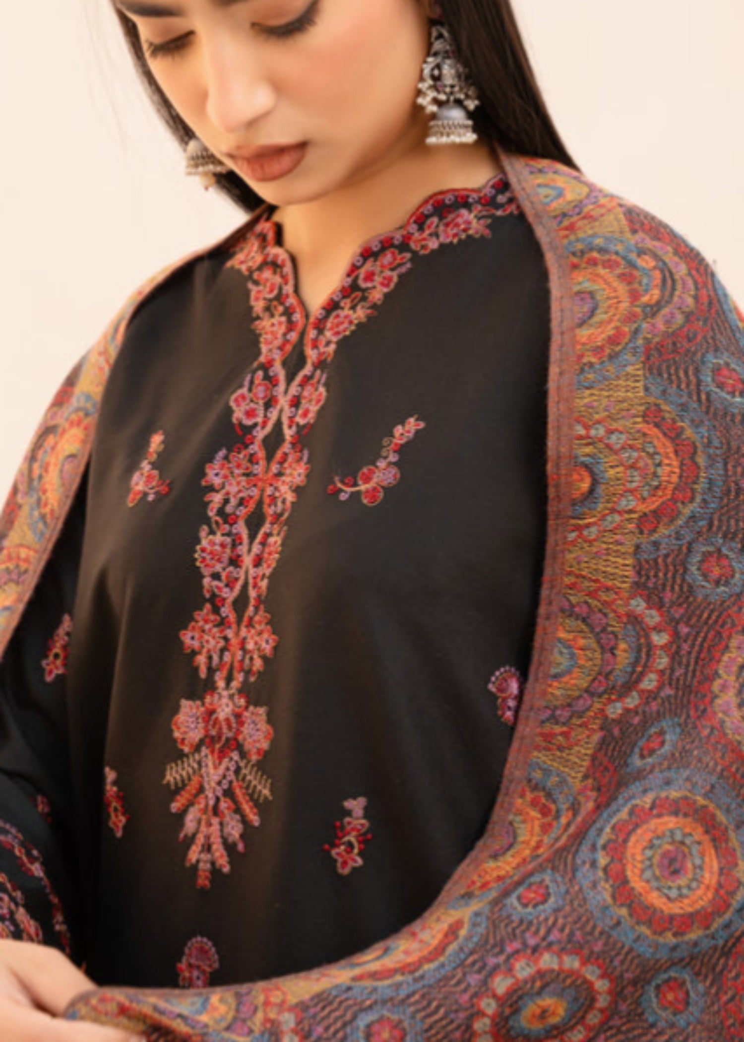 dhanak Kurta Set in Jet black