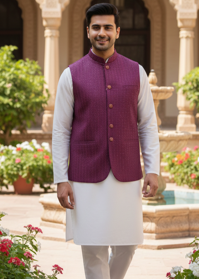silk Waistcoat in Purple