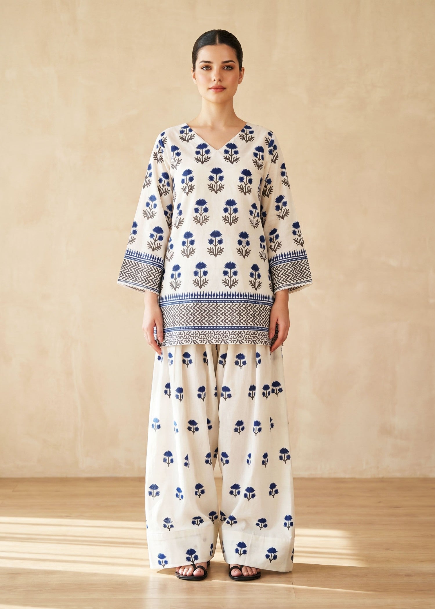 lawn cotton Co Ord Sets in Eggshell
