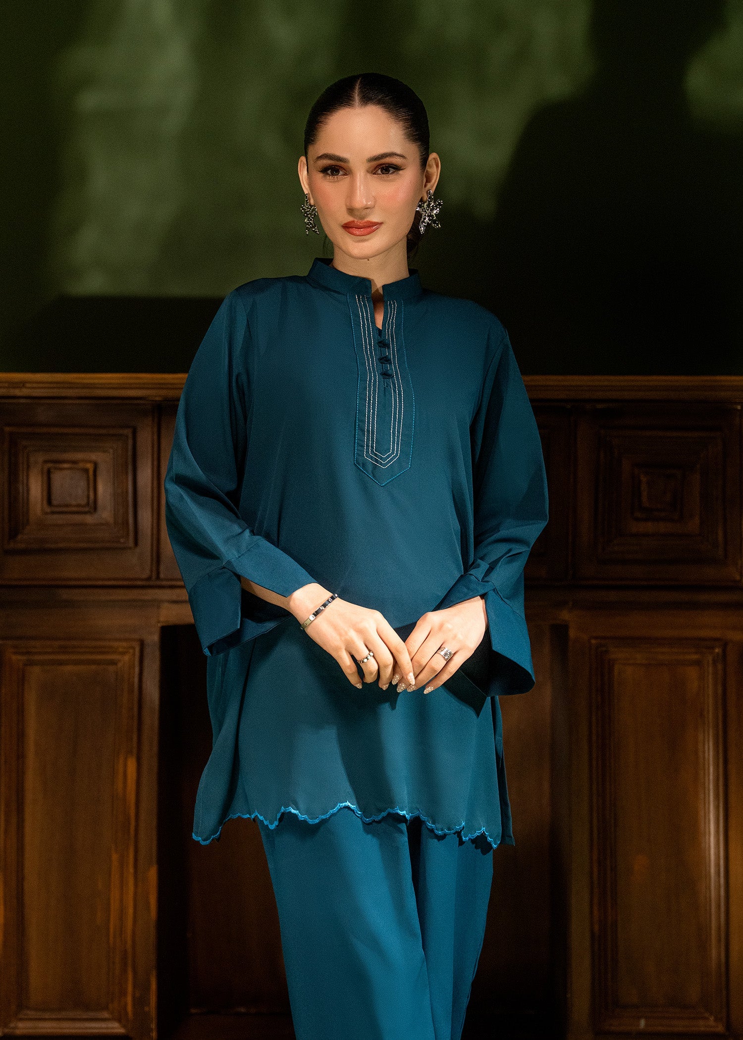 arabic lawn Co Ord Sets in Dark cyan