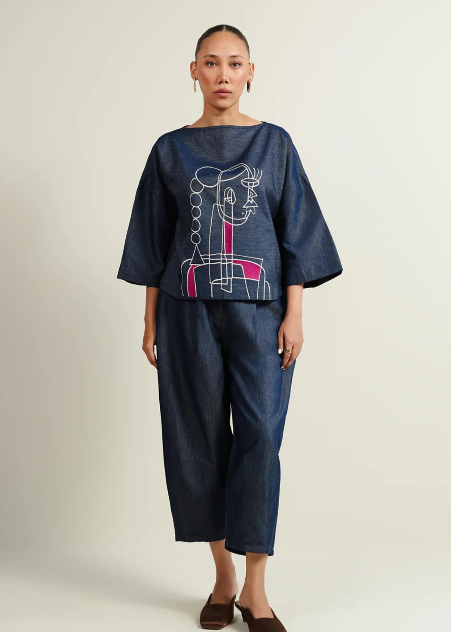 crepe Top in Blue