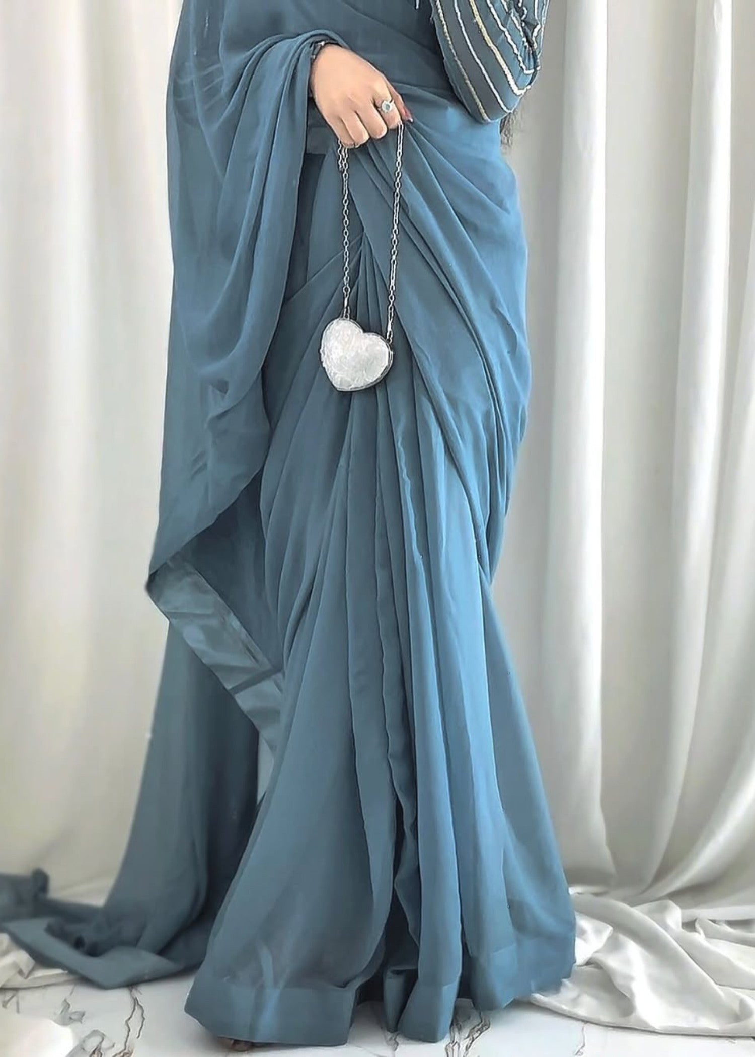 chiffon Saree in Powder blue