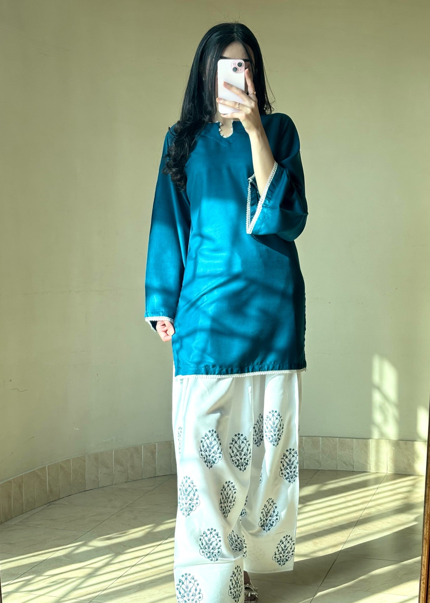 linen Kurta Set in Teal