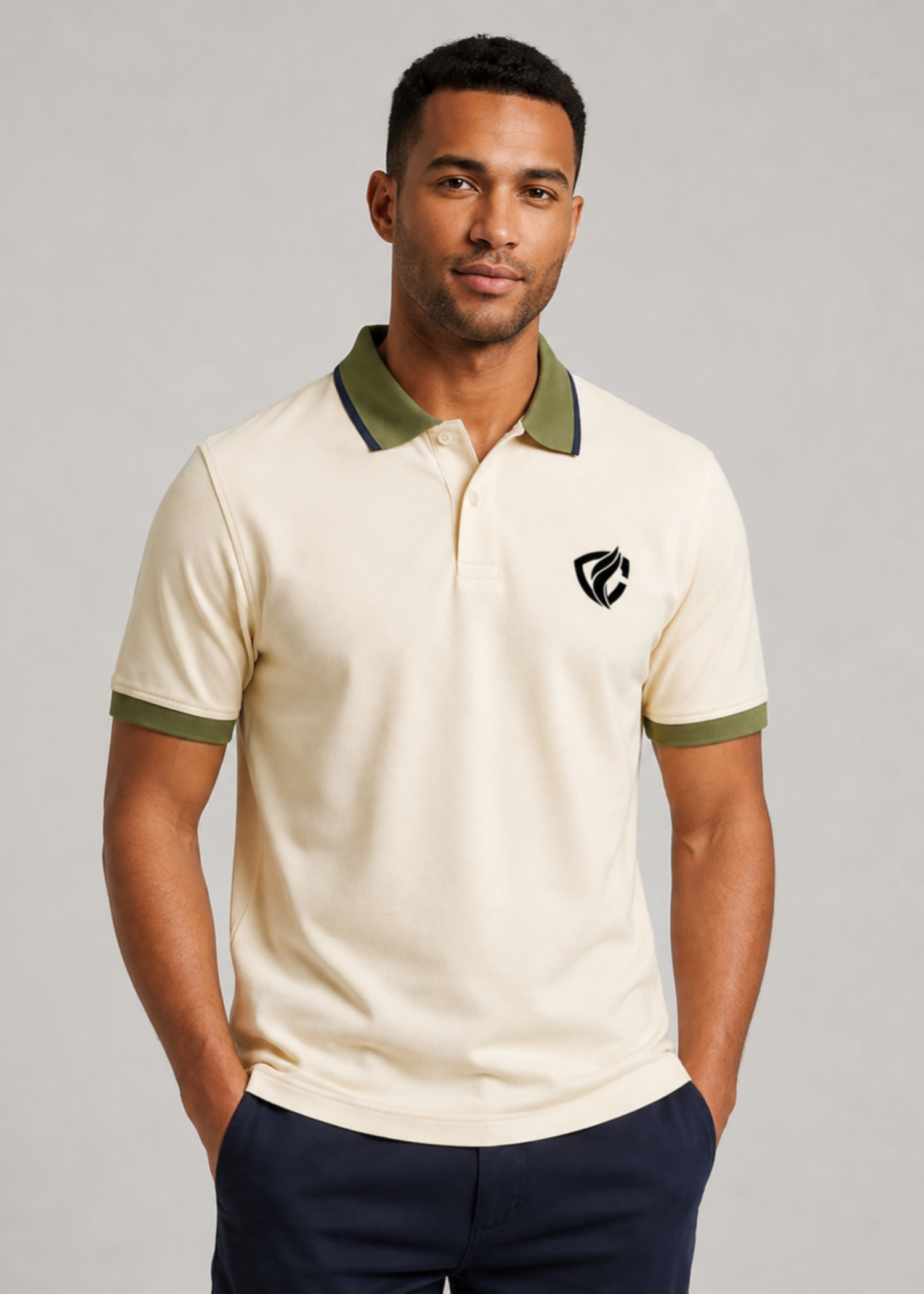 cotton pique Polo Shirt in Pearl white
