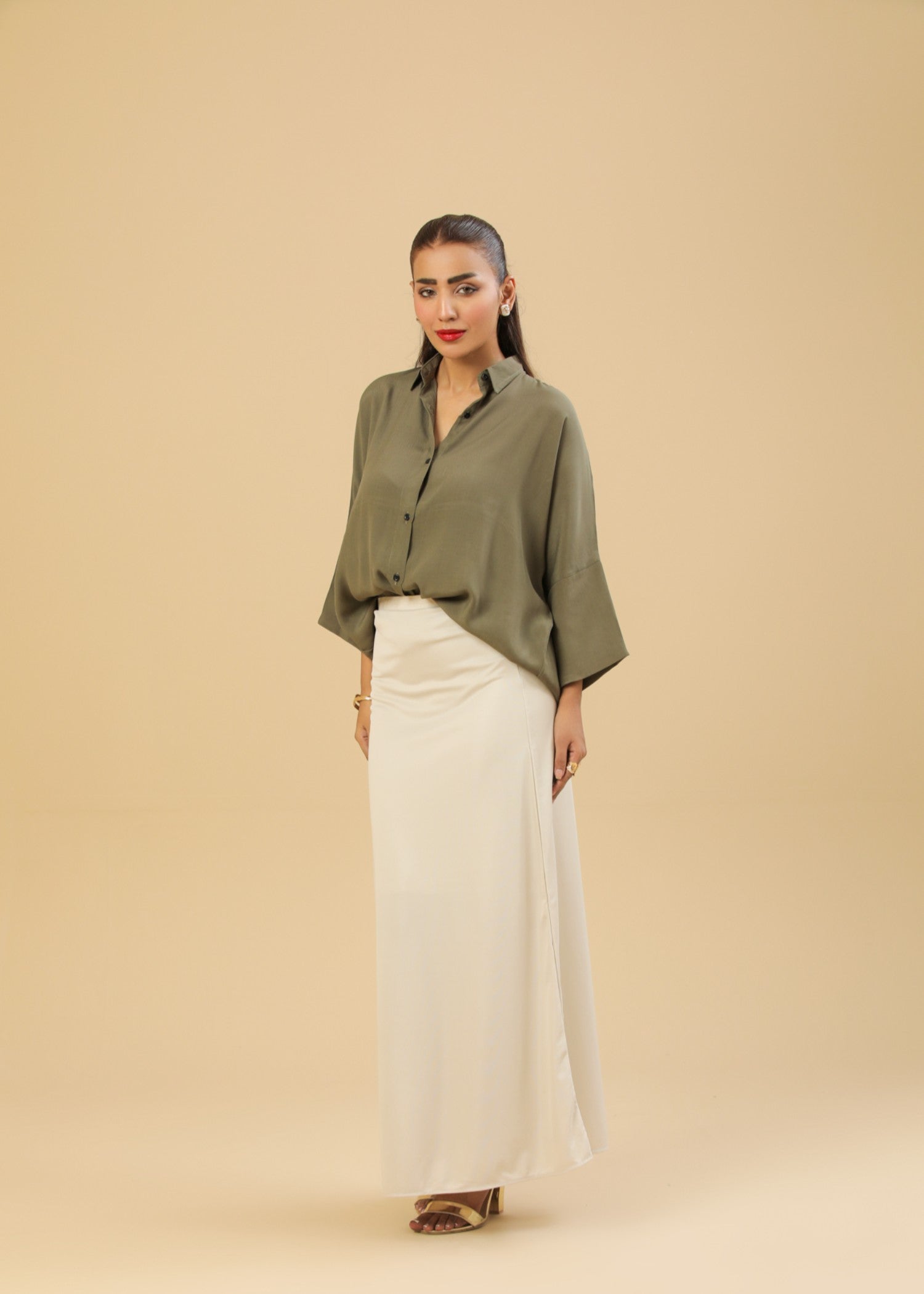 interlock knit Skirt in Beige