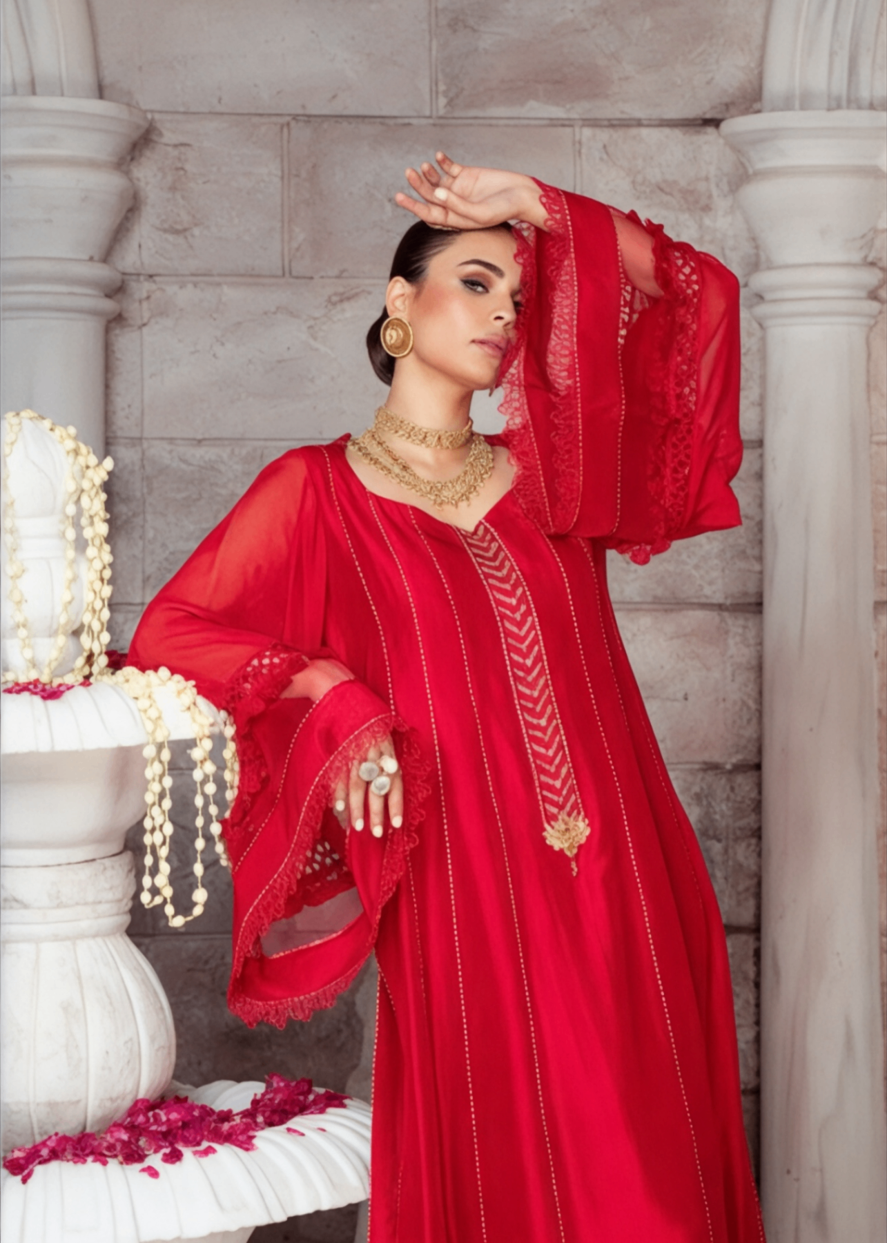 raw silk Kurti in Red