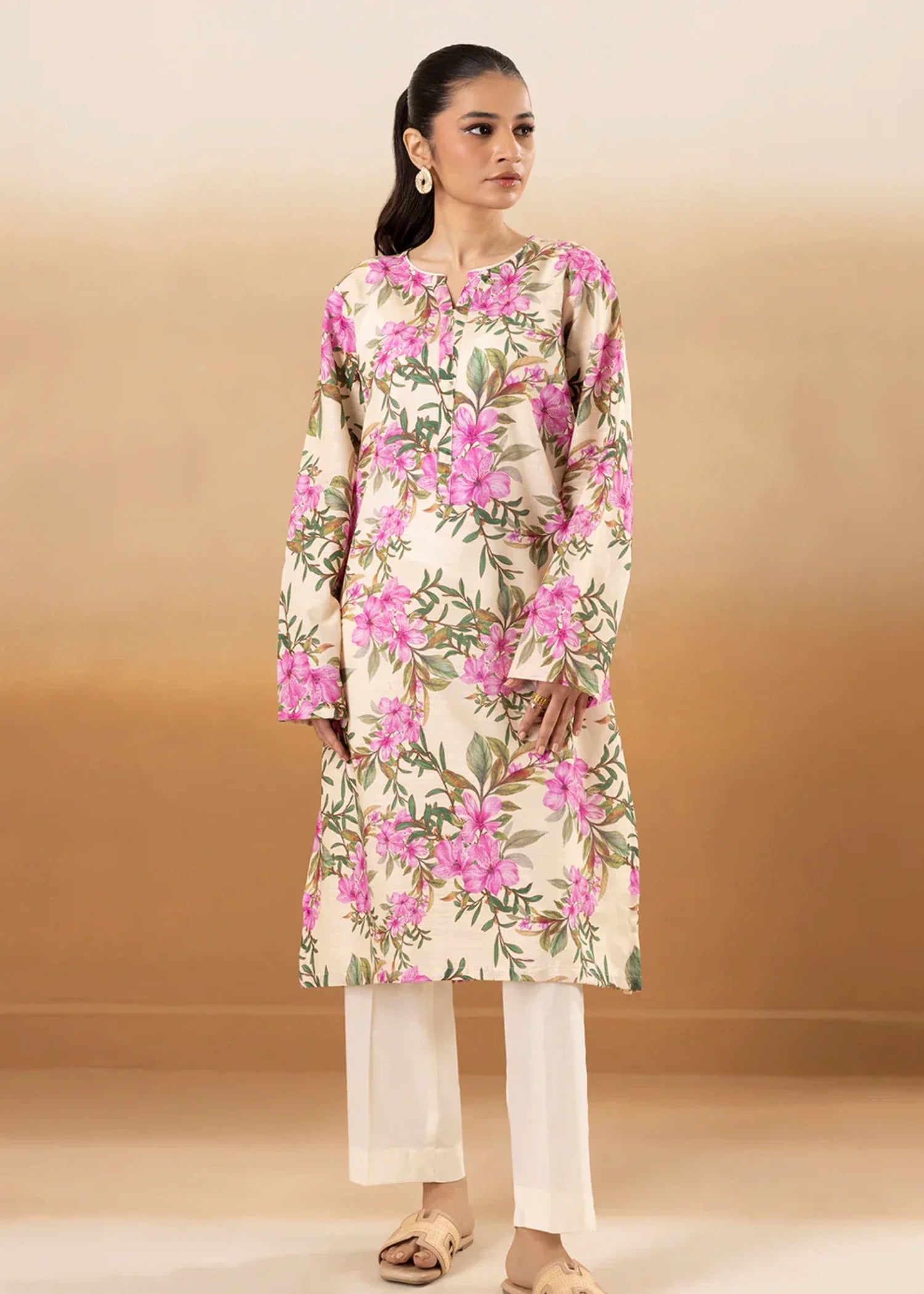 khaddar Kurti in Beige