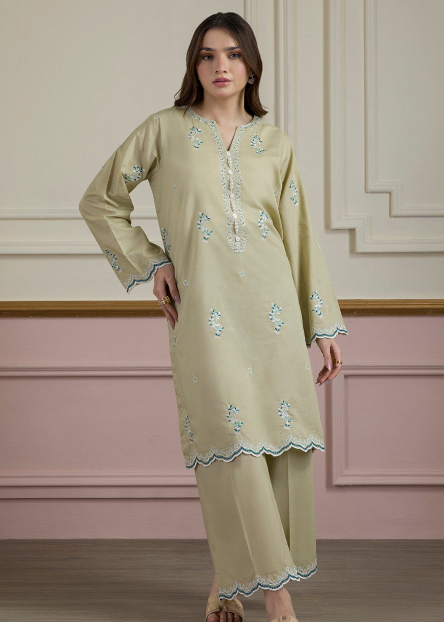 cambric Co Ord Sets in Beige
