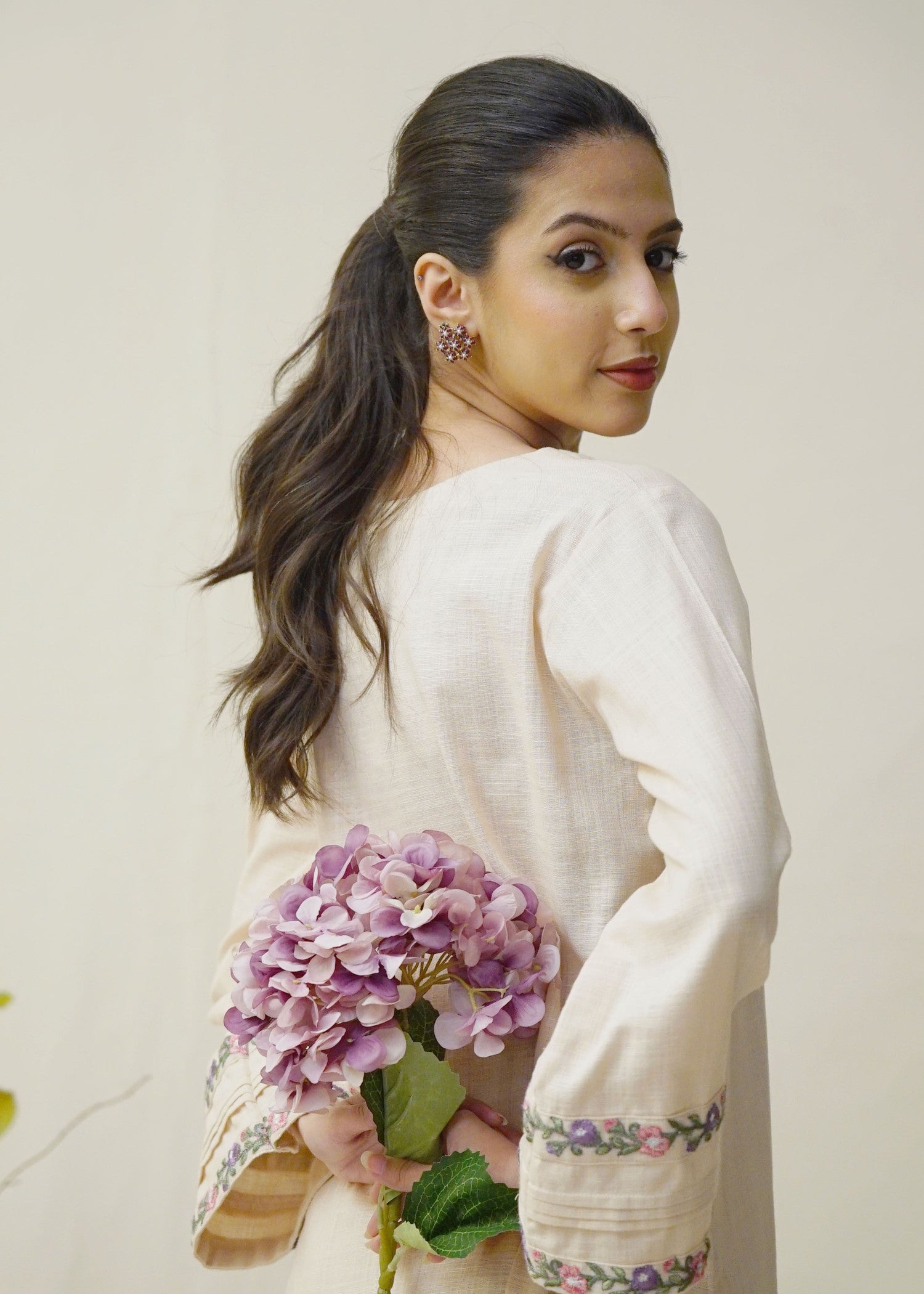 khaddar Kurta Set in Ivory