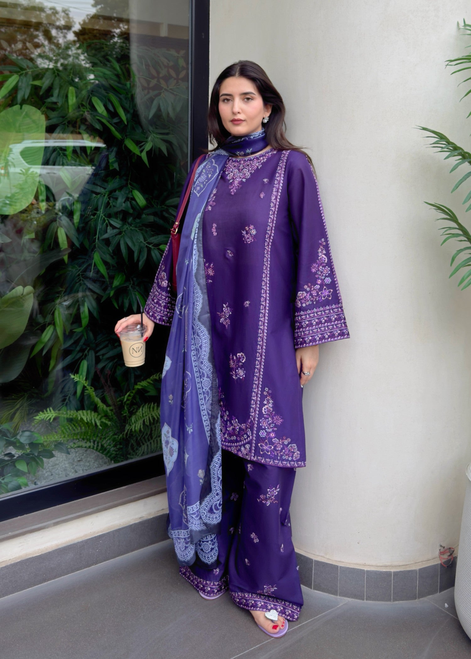 cotton Kurta Set in Purple rain