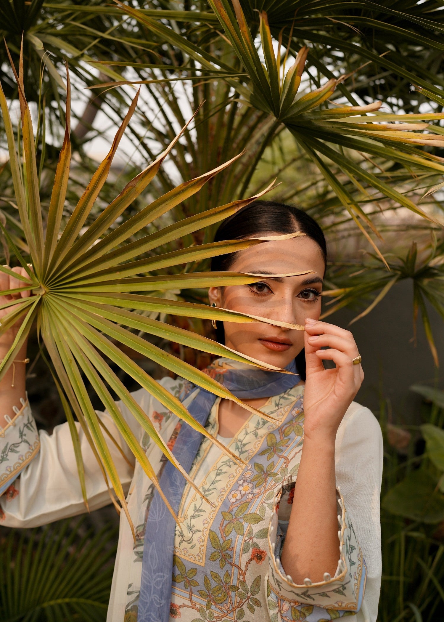 poly lawn Kurta Set in Tea green