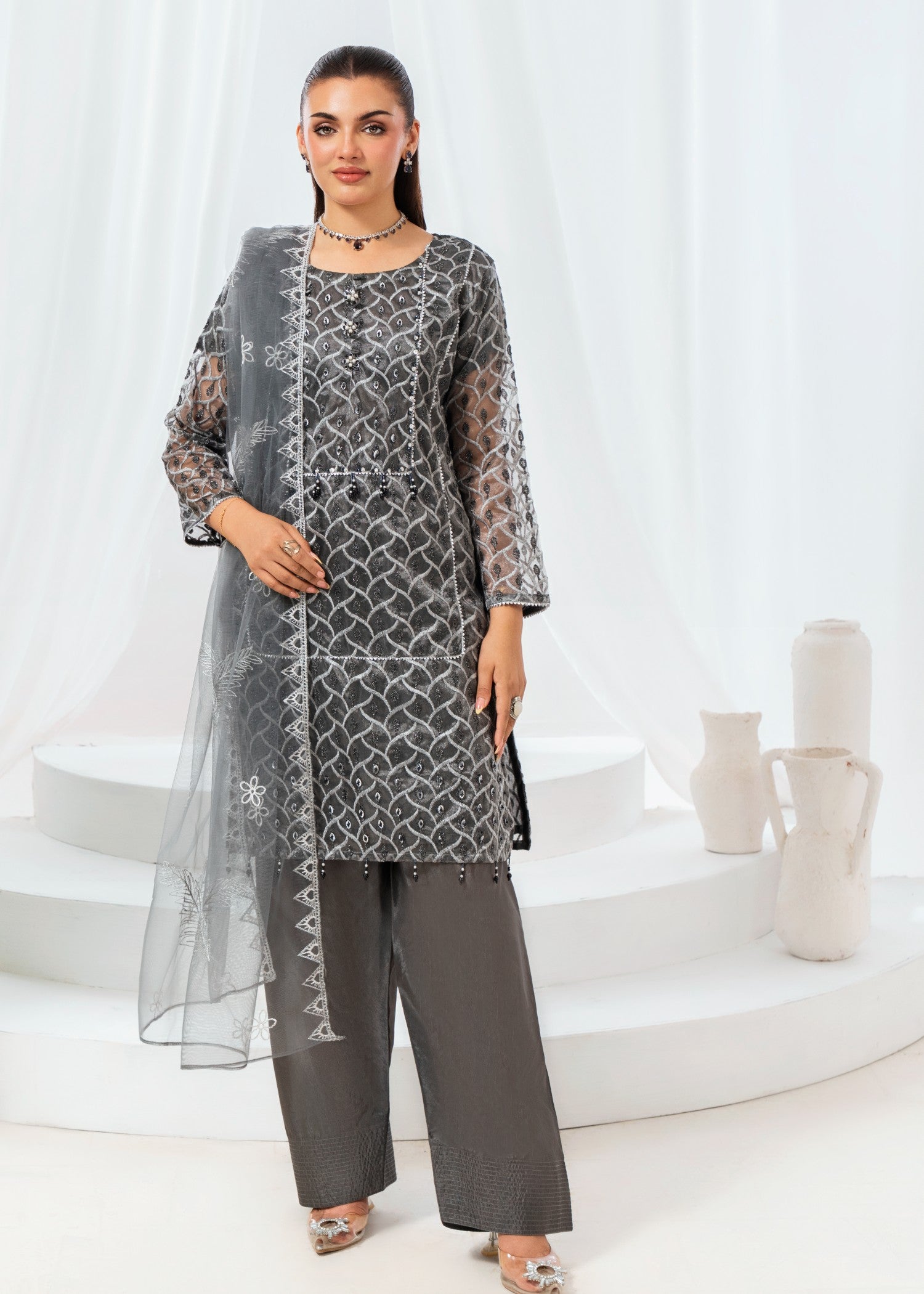 masuri Kurta Set in Grey
