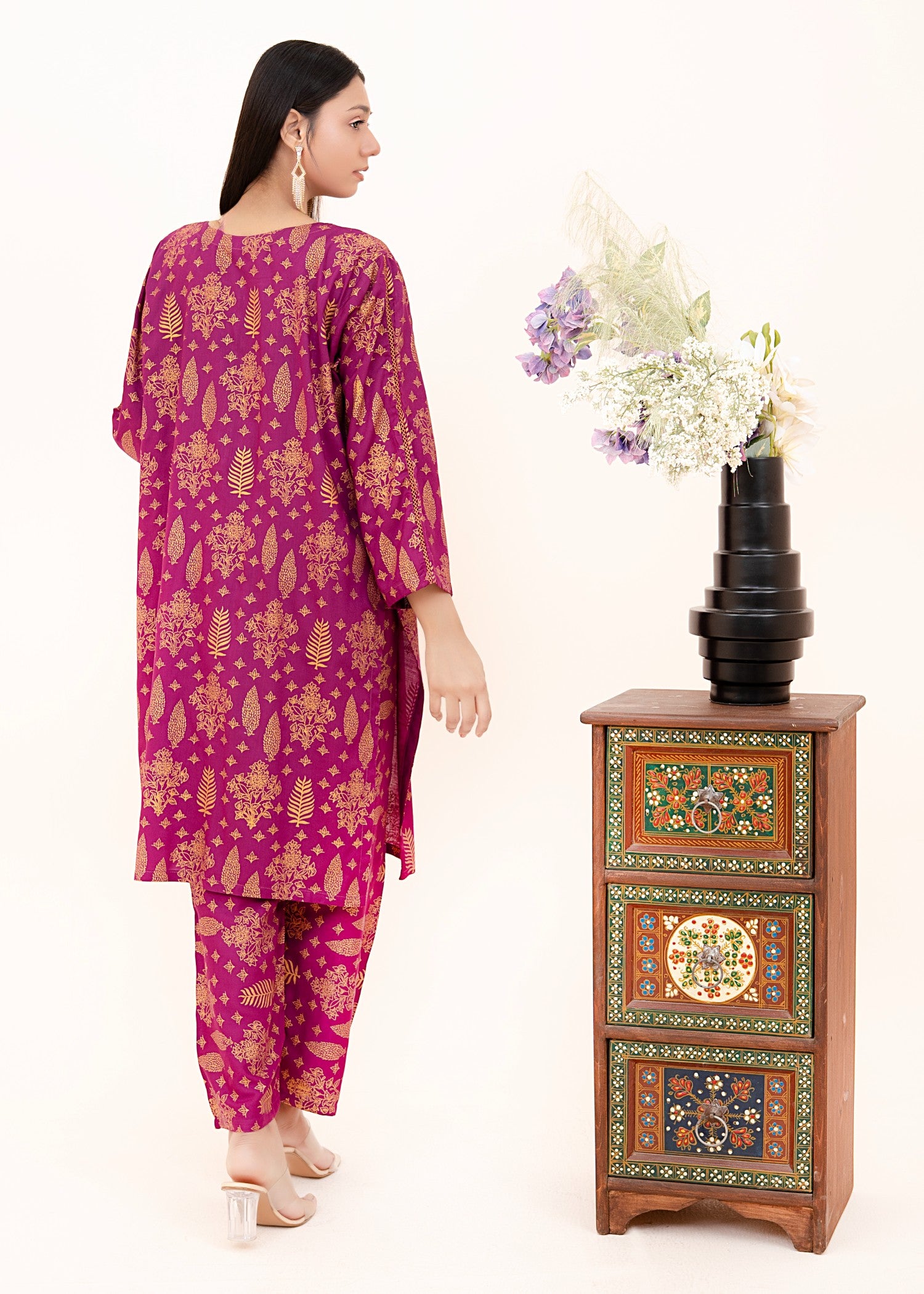 arabic lawn Co Ord Sets in Purple
