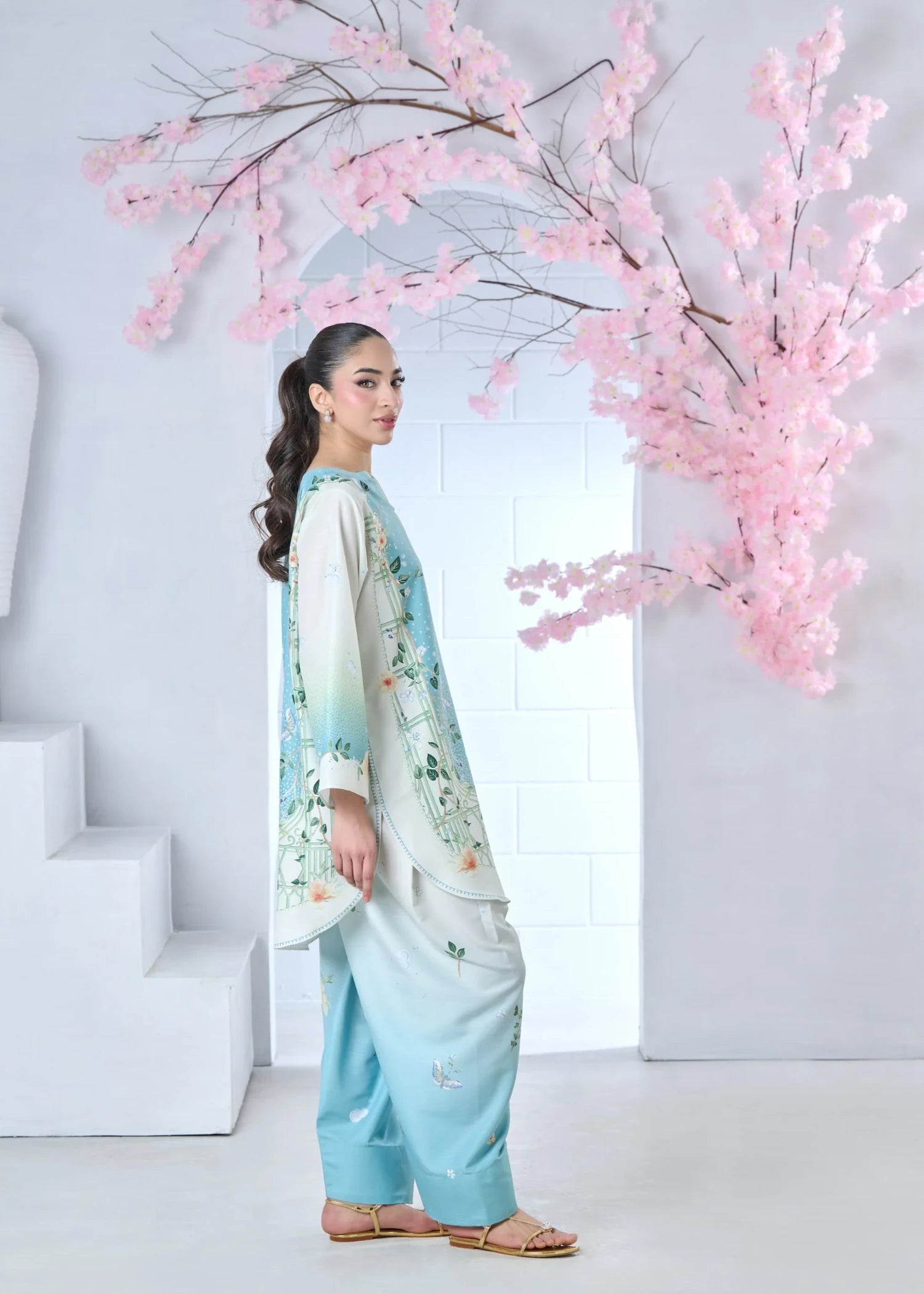 raw silk Co Ord Sets in Sky blue