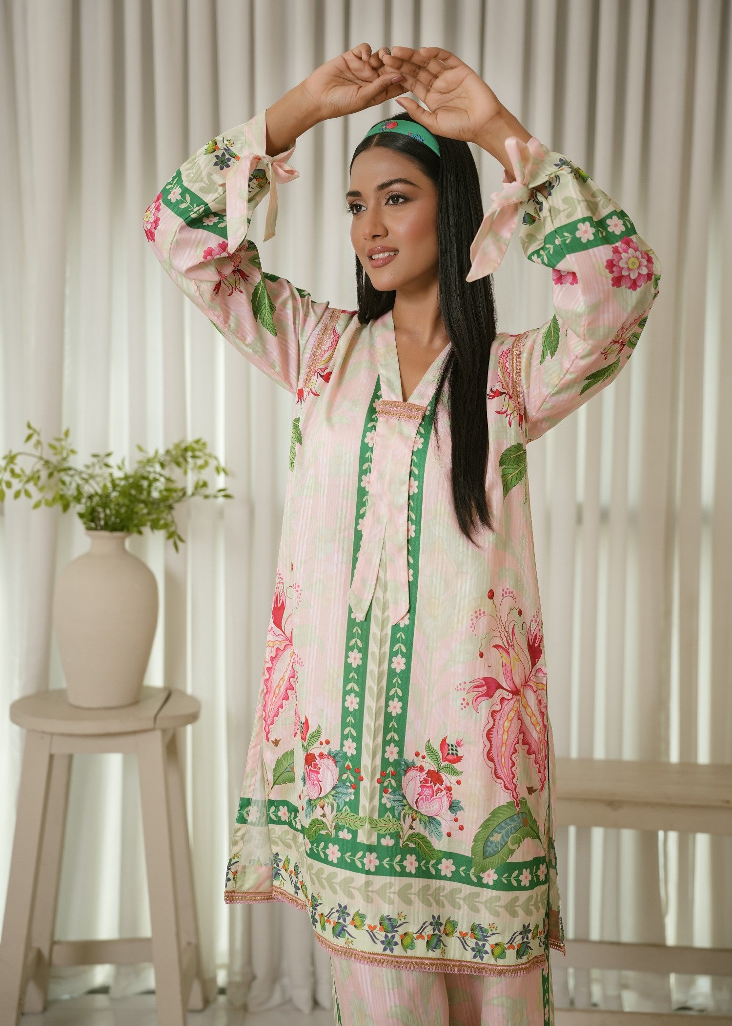 textured lawn Co Ord Sets in Blush pink