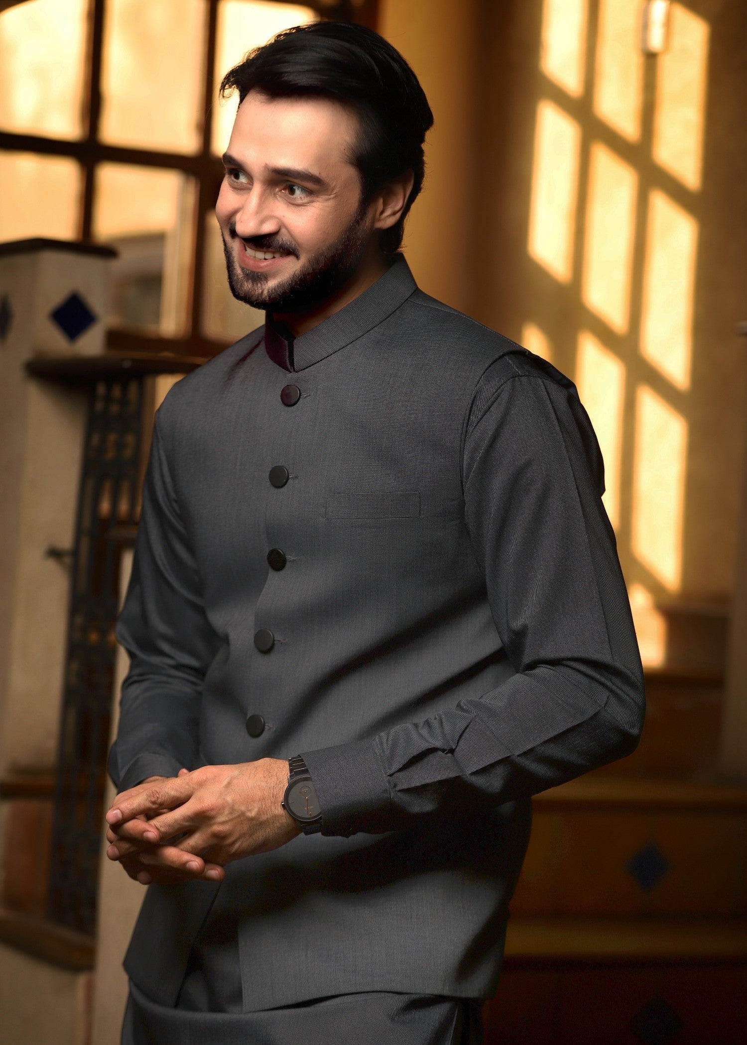 cotton Waistcoat in Charcoal