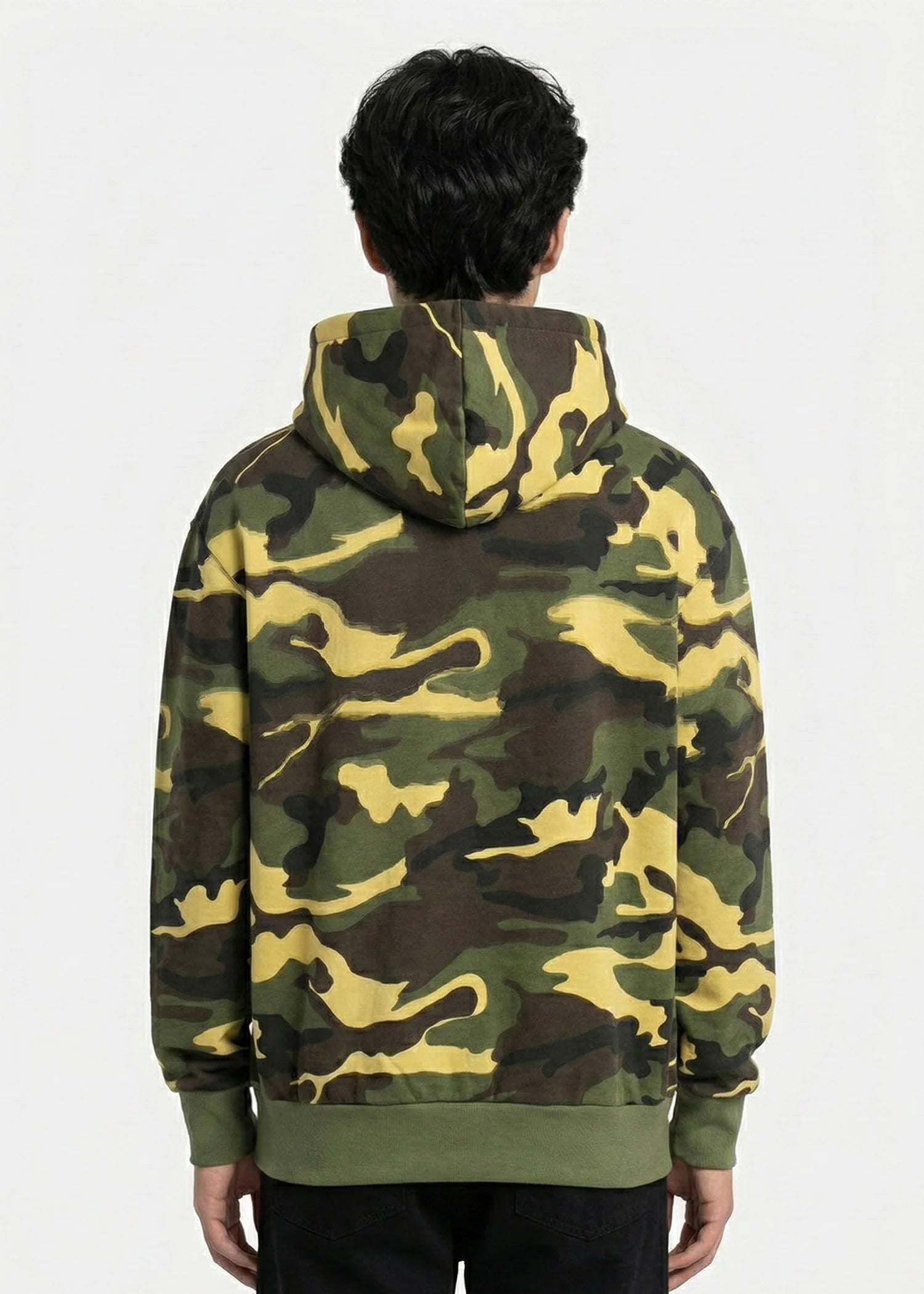 fleece Hoodie in Green, mellow yellow