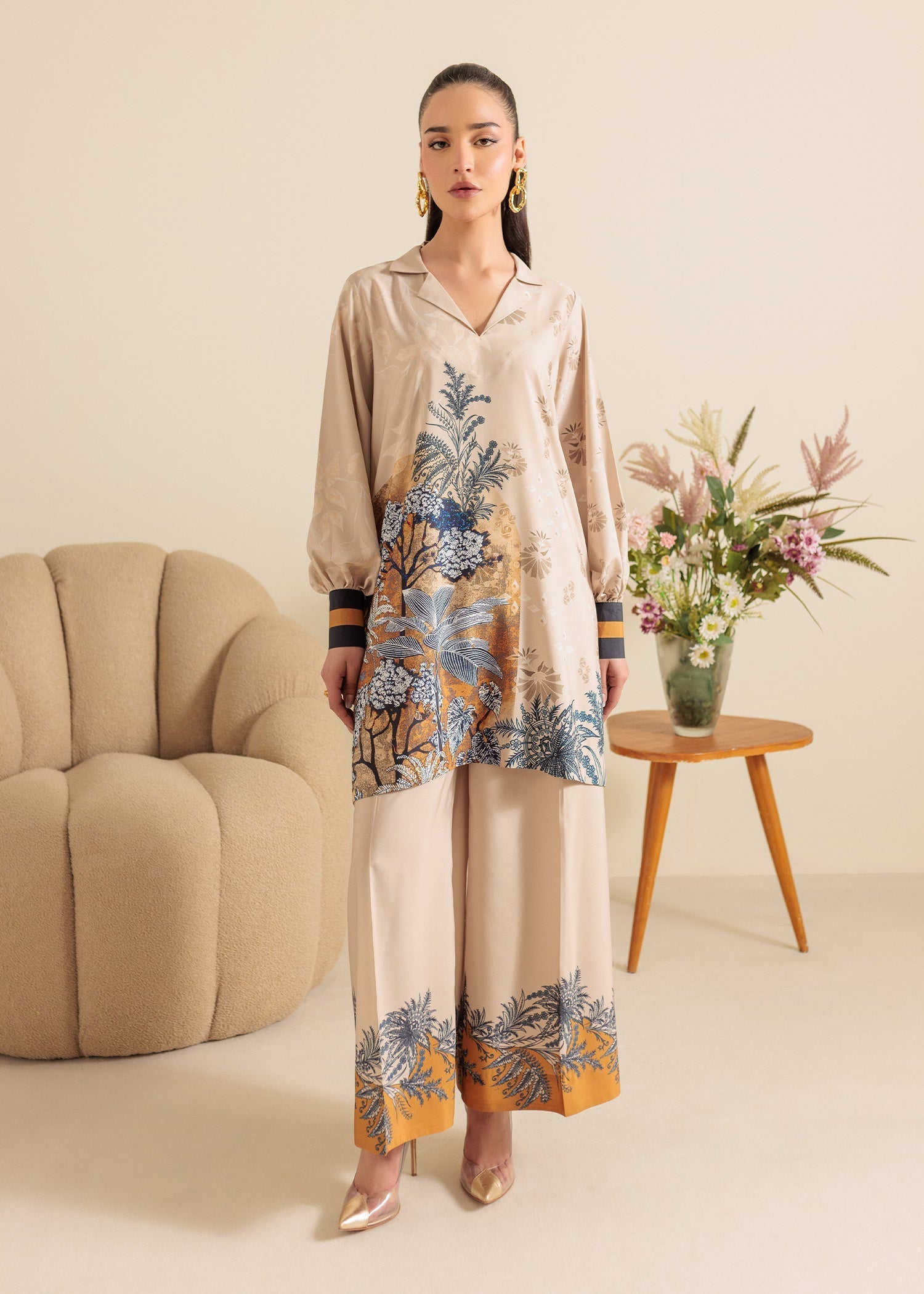 lawn Co Ord Sets in Tan brown