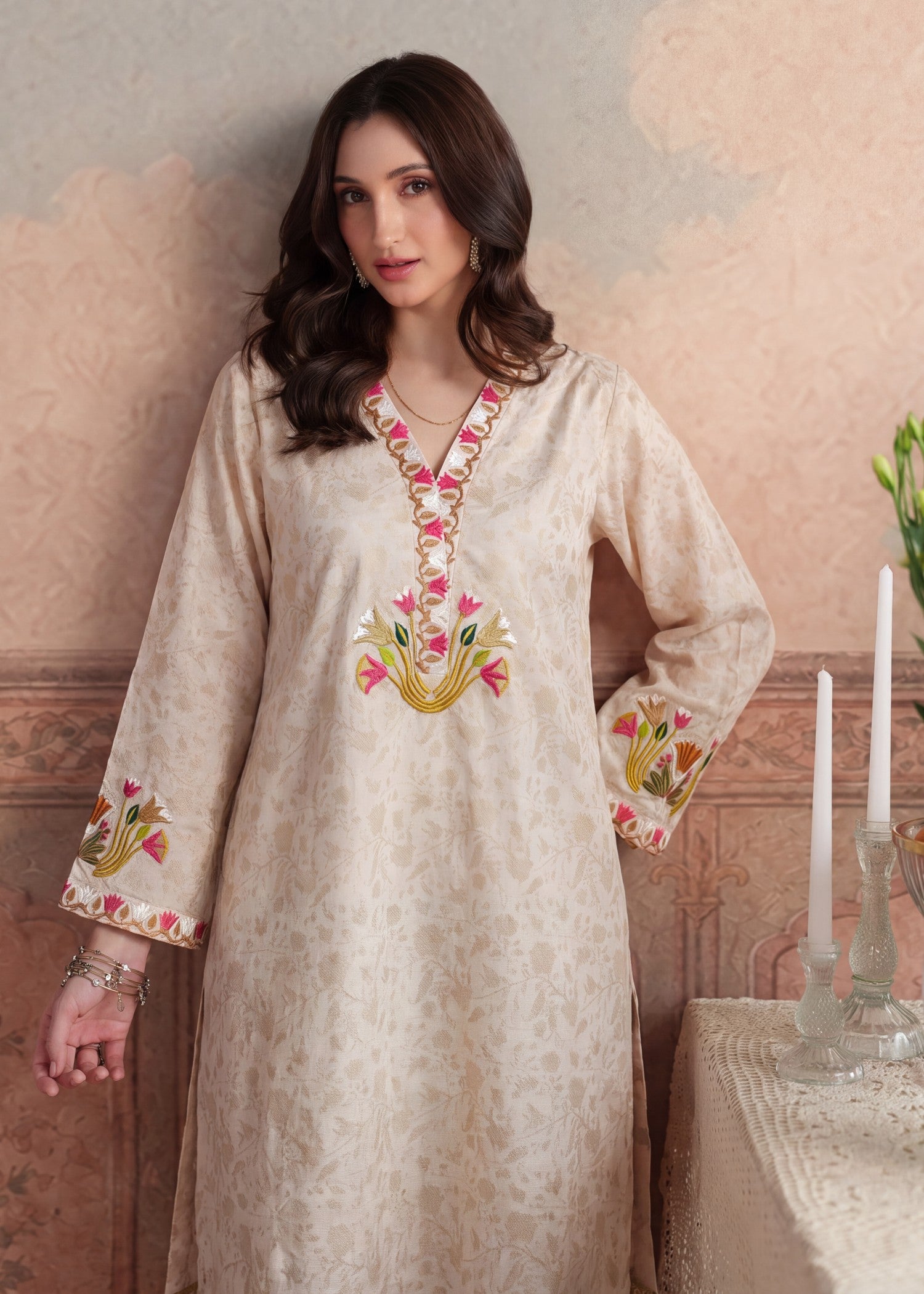 lawn Kaftan in Peach orange