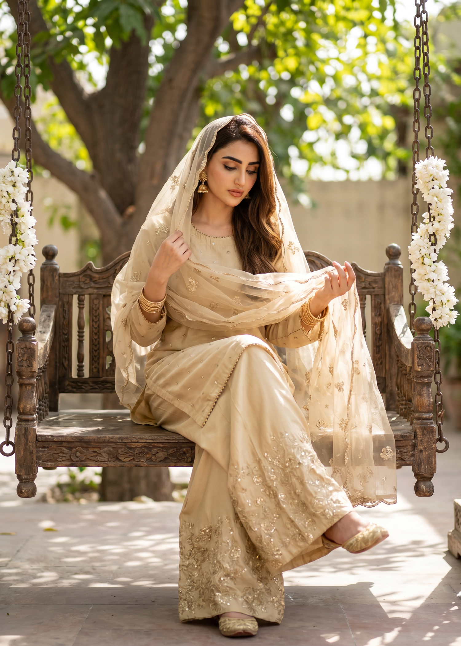 kattan silk Kurta Set in Gold