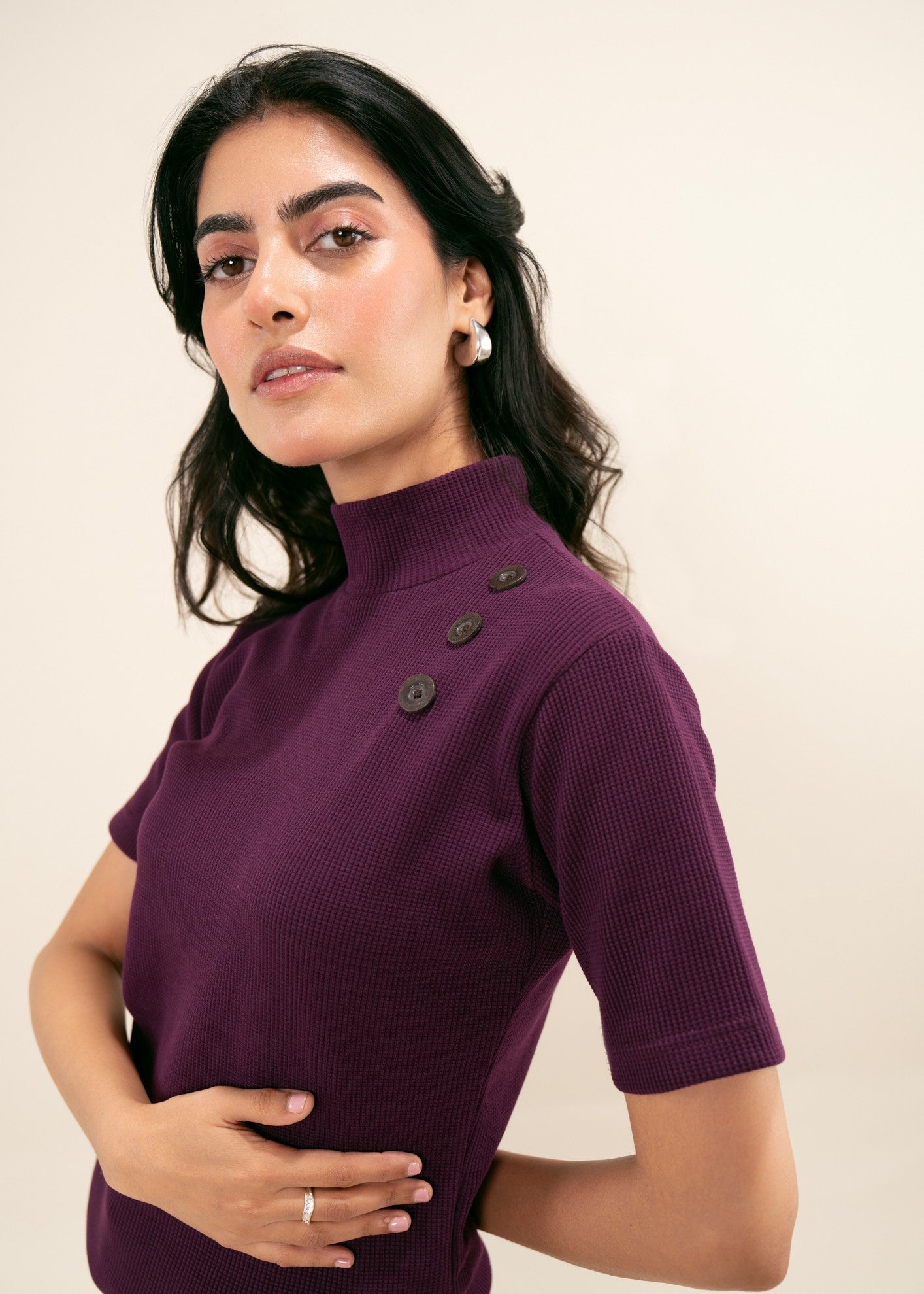 cotton viscose Turtle Neck in Burgundy